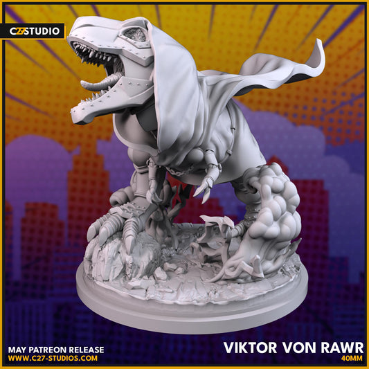 Doom Rex / Viktor Von Rawr 40mm miniature (sculpted by C27 collectibles) (Crisis Protocol Proxy/Alternative)