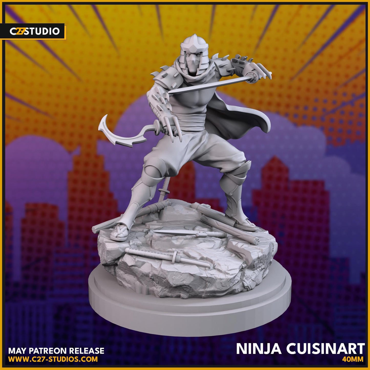 Shredder / Ninja Cuisinart 40mm miniature (sculpted by C27 collectibles) (Crisis Protocol Proxy/Alternative)
