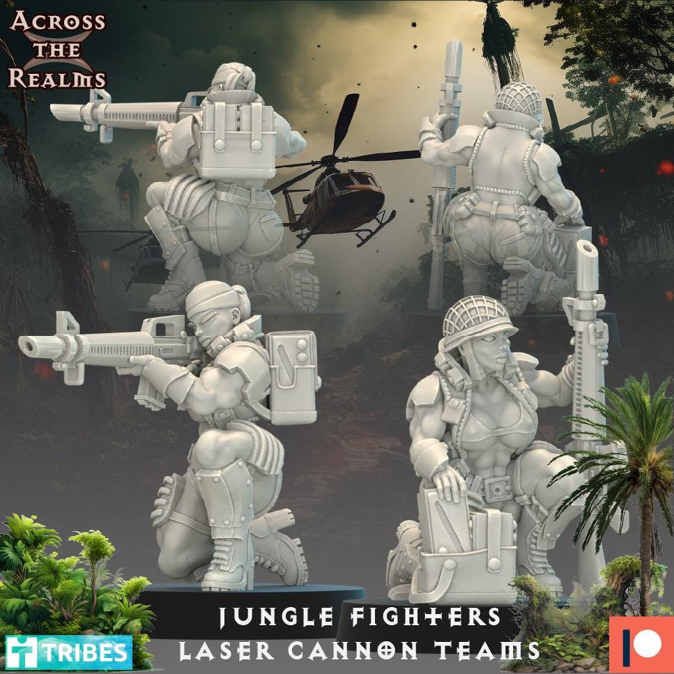 Jungle Fighters Laser Cannon Team - 4 miniatures (sculpted by Across the Realms)
