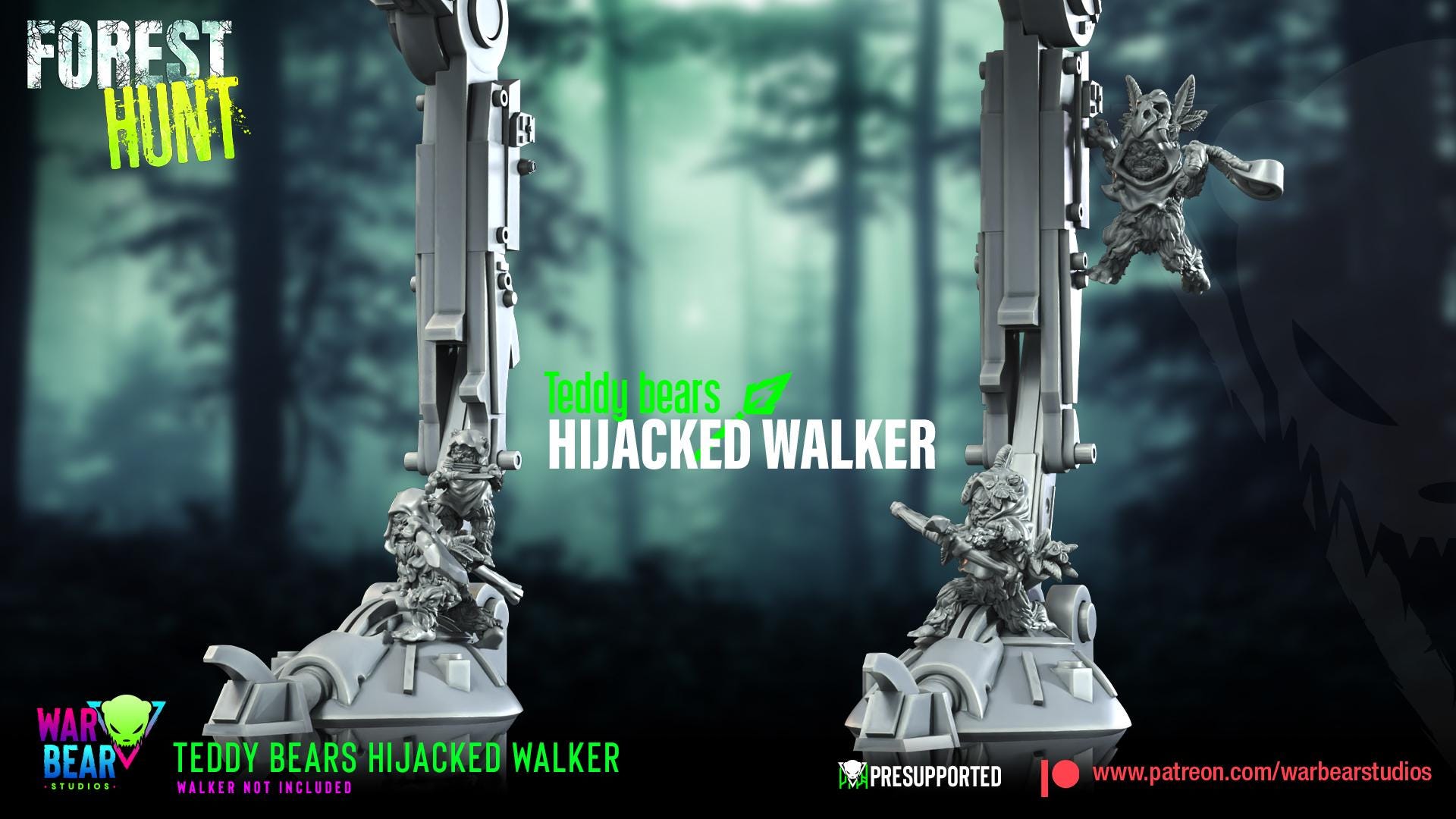 Hijacker Teddy Bears - set of 8 - does not include Walker (Sculpted by War Bear Studios)