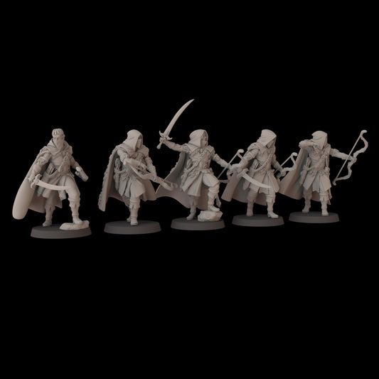 Wood Elf Scout Unit - set of 5 (Sculpted by Fantasy Cult Miniatures)