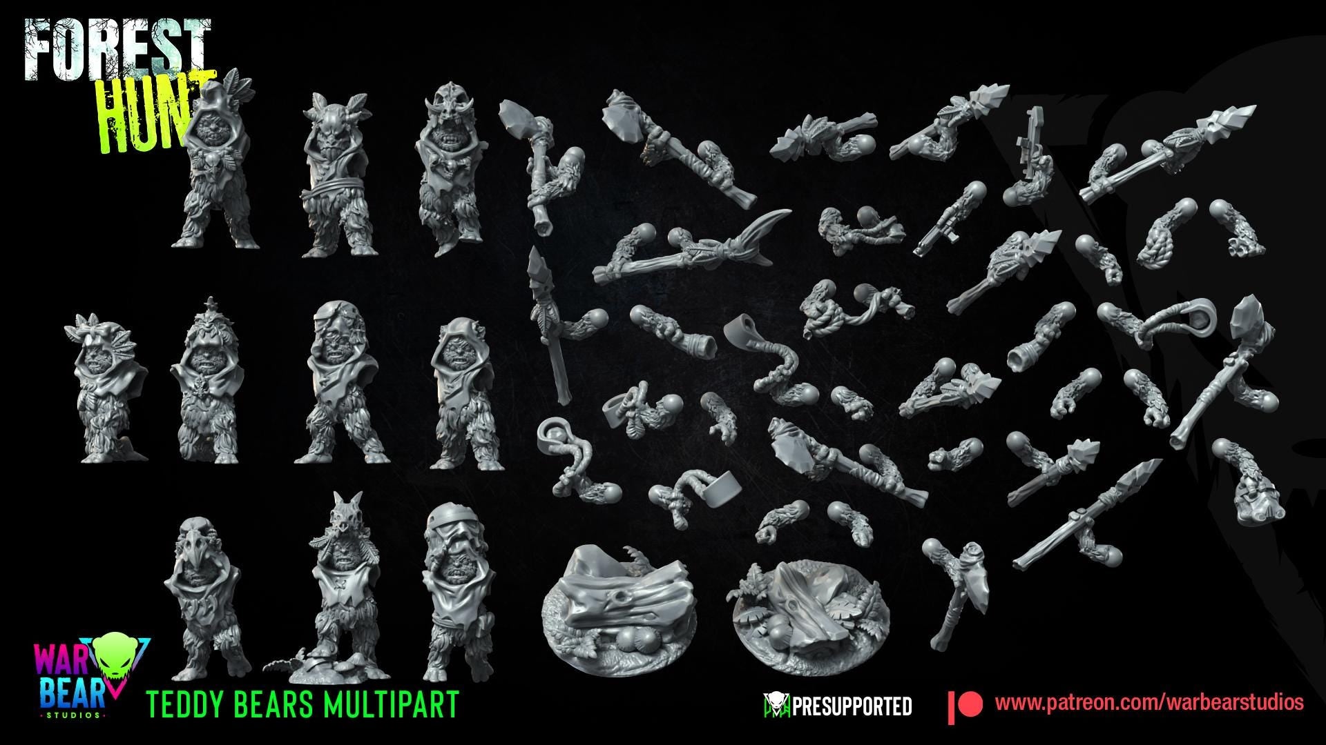 Teddy Bears - set of 10 (Sculpted by War Bear Studios)