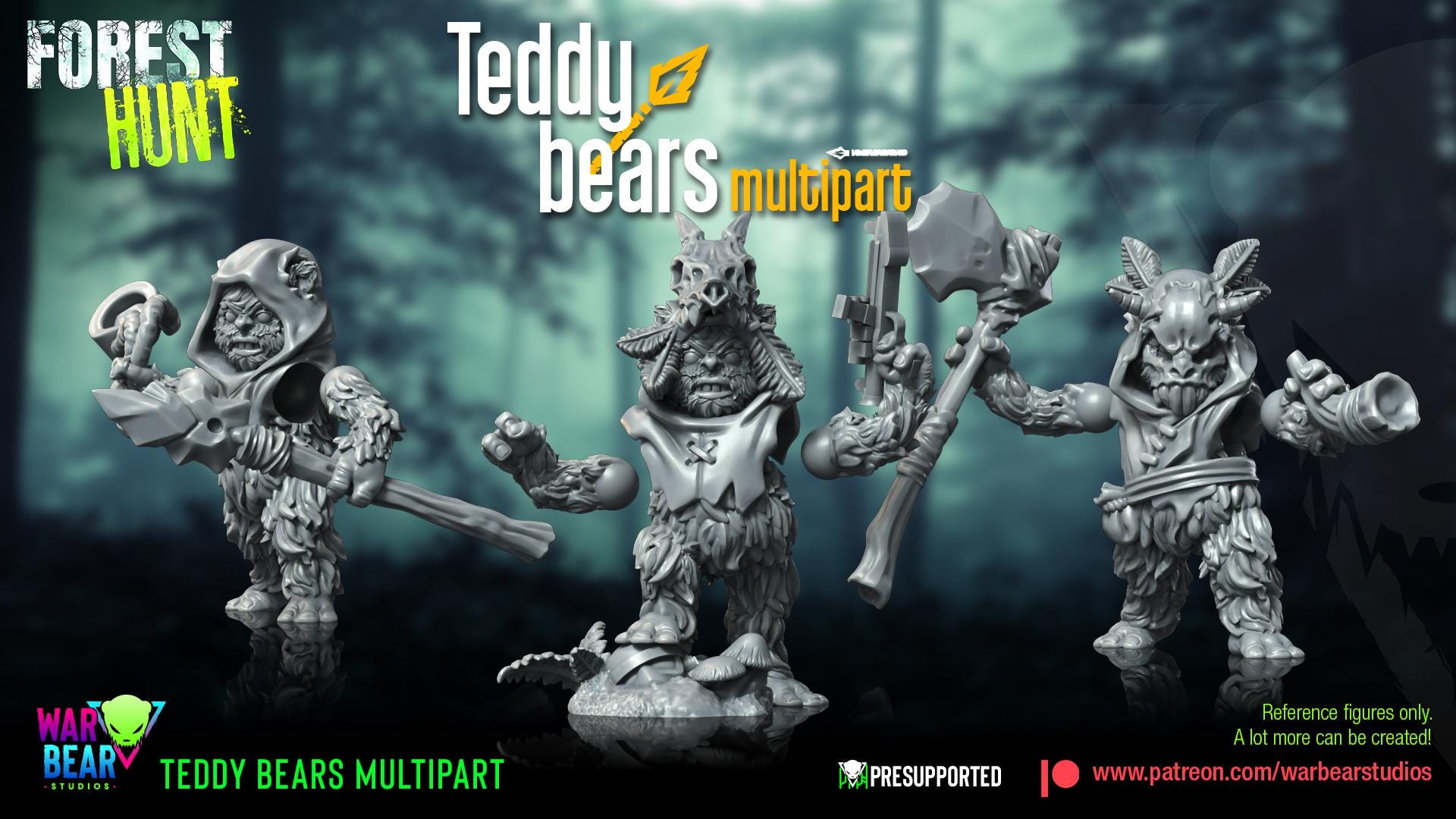 Teddy Bears - set of 10 (Sculpted by War Bear Studios)