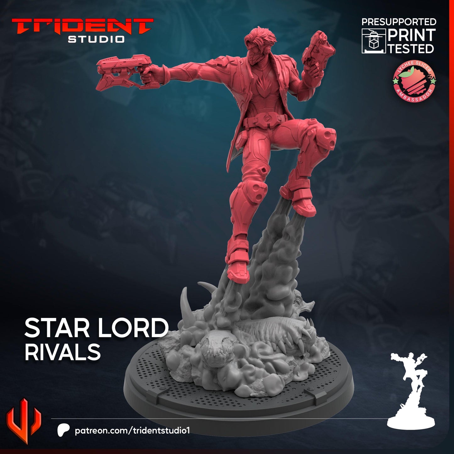 Star Lord - Rivals (Fan art sculpted by Trident Studio) (Crisis Protocol Proxy/Alternative)