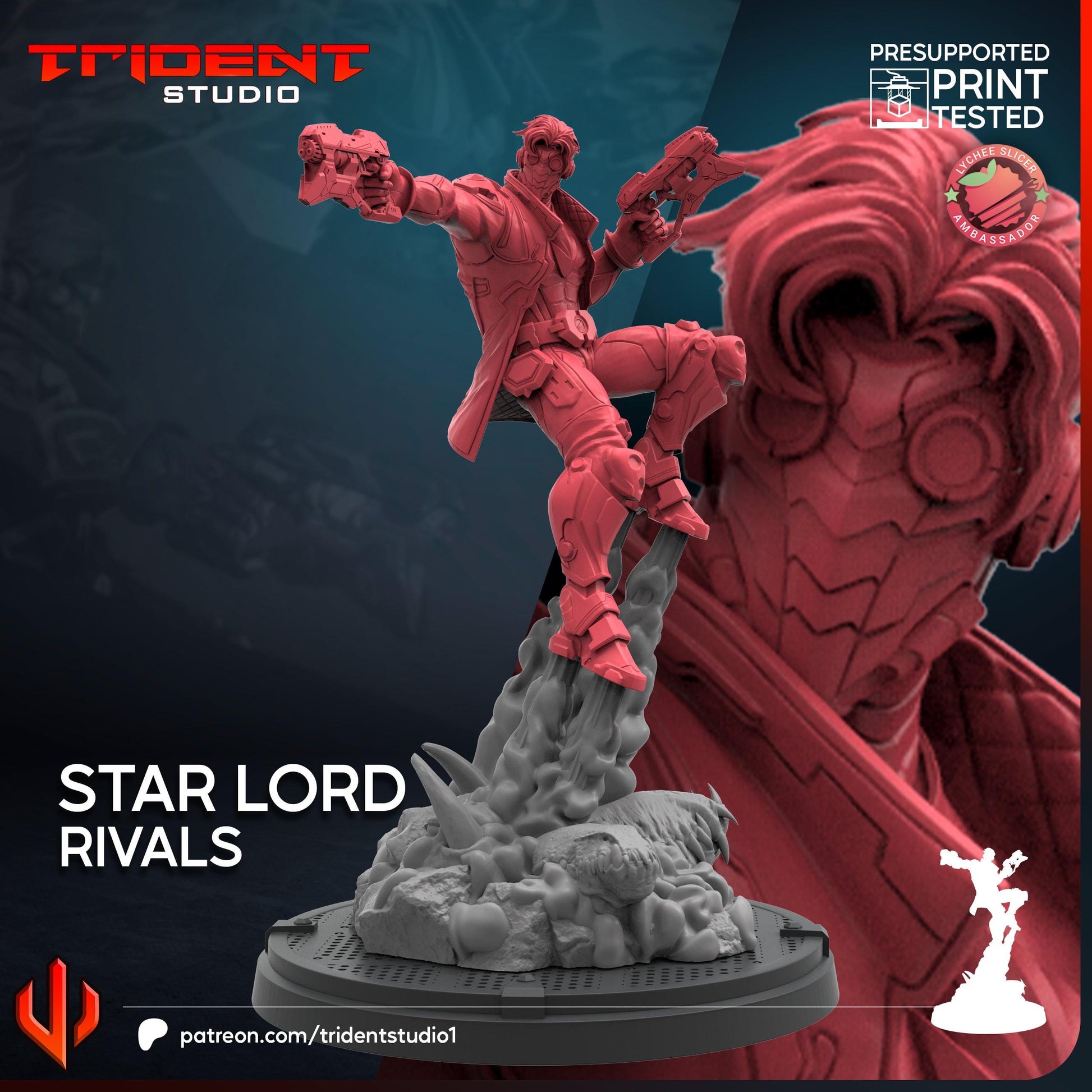 Star Lord - Rivals (Fan art sculpted by Trident Studio) (Crisis Protocol Proxy/Alternative)