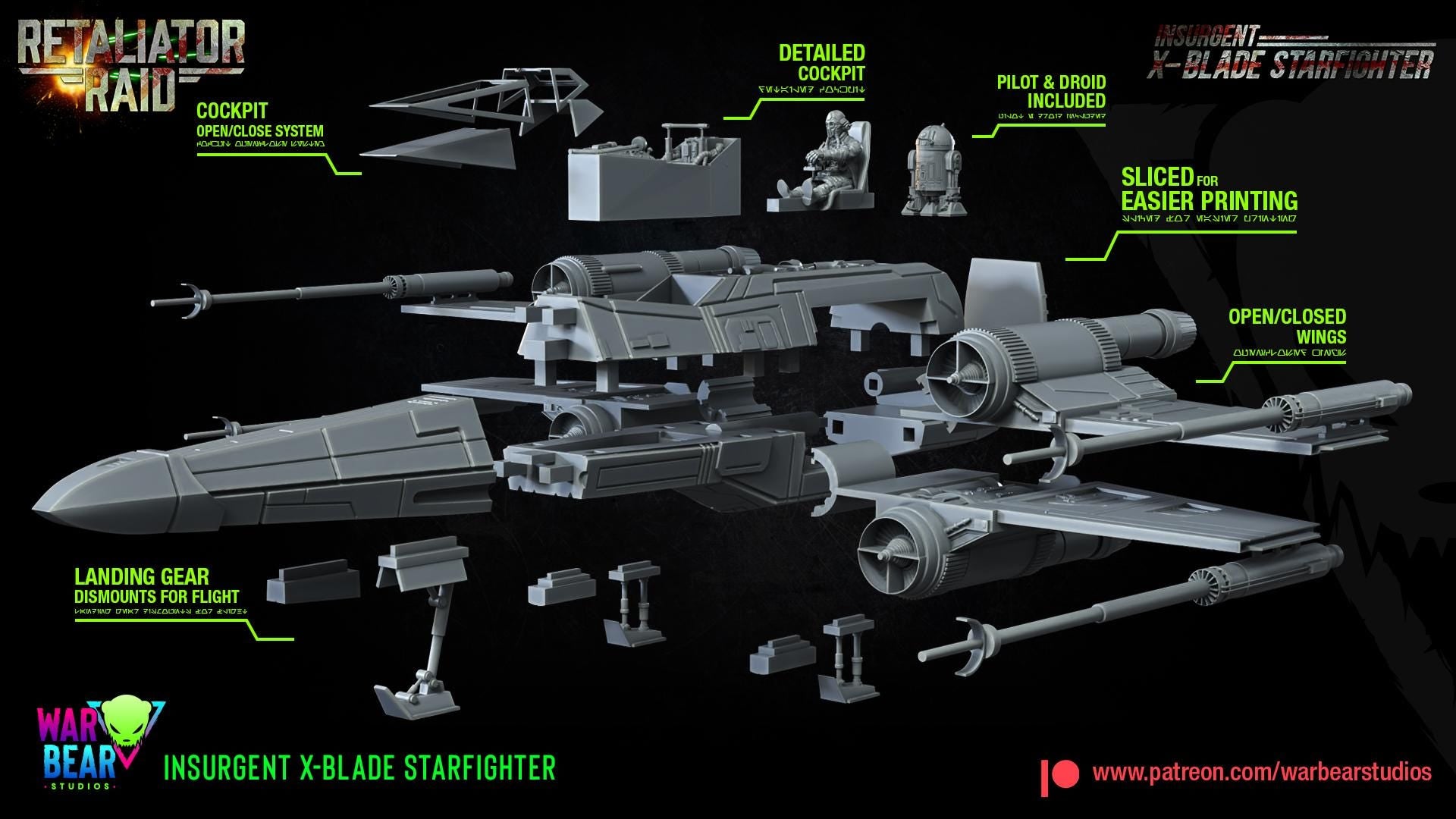 Insurgent X-Blade Starfighter (Sculpted by War Bear Studios)