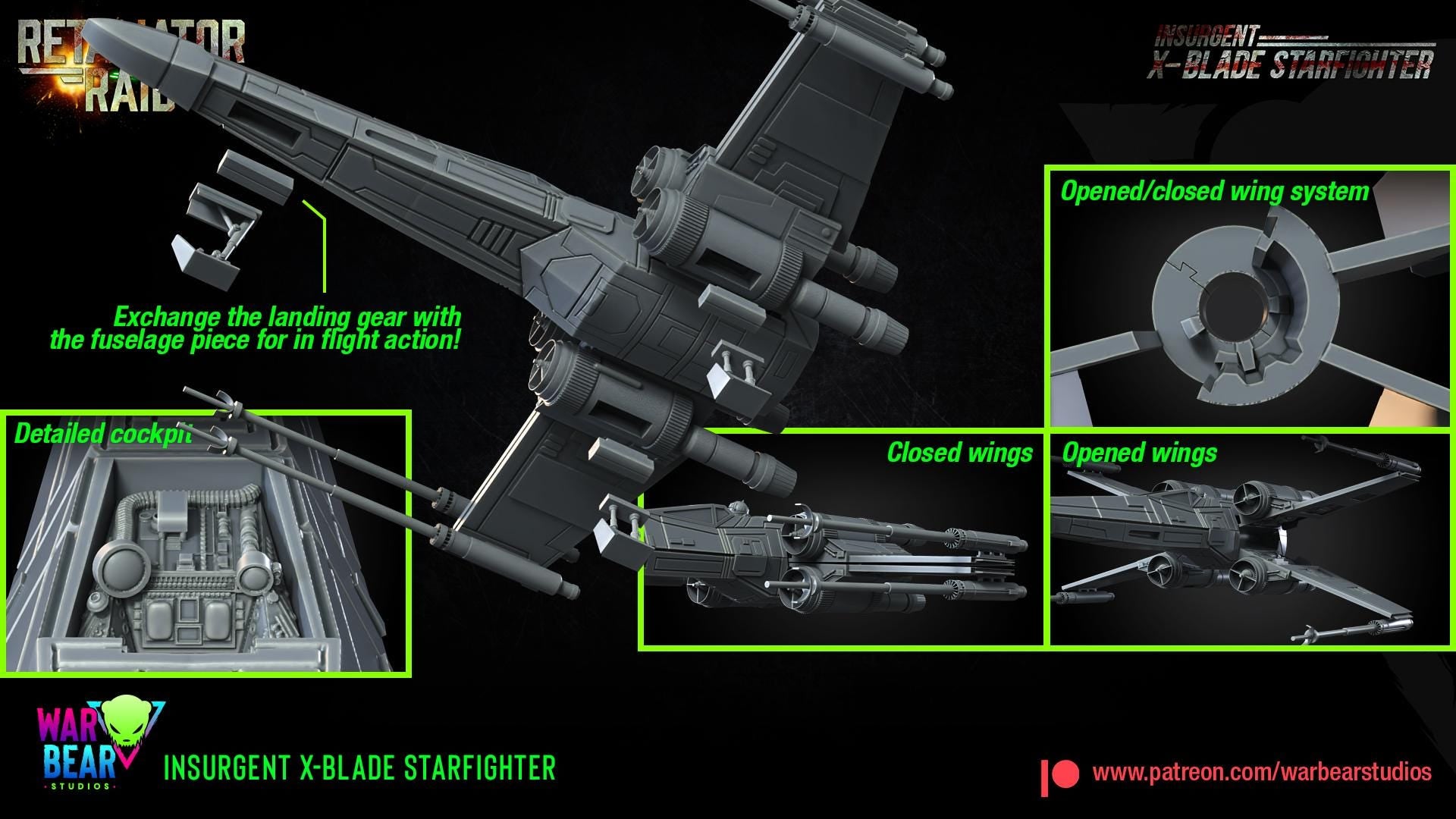 Insurgent X-Blade Starfighter (Sculpted by War Bear Studios)