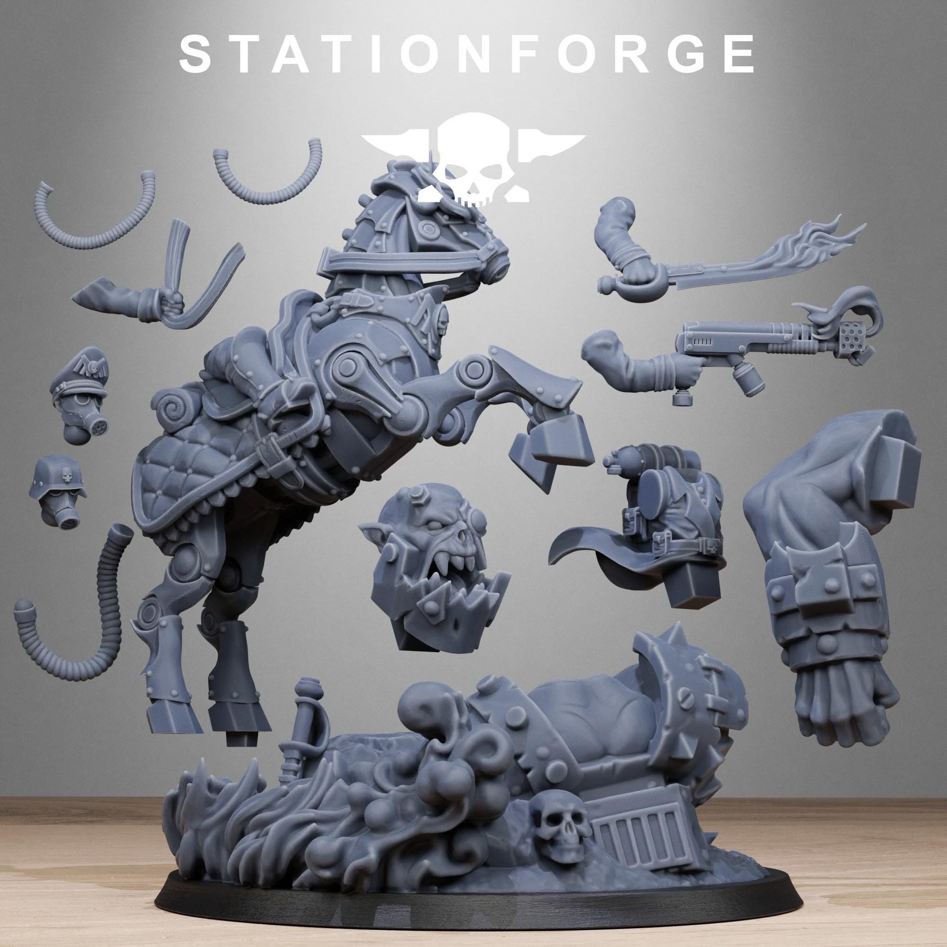 Grim Guard Officer Horseman (sculpted by Stationforge)