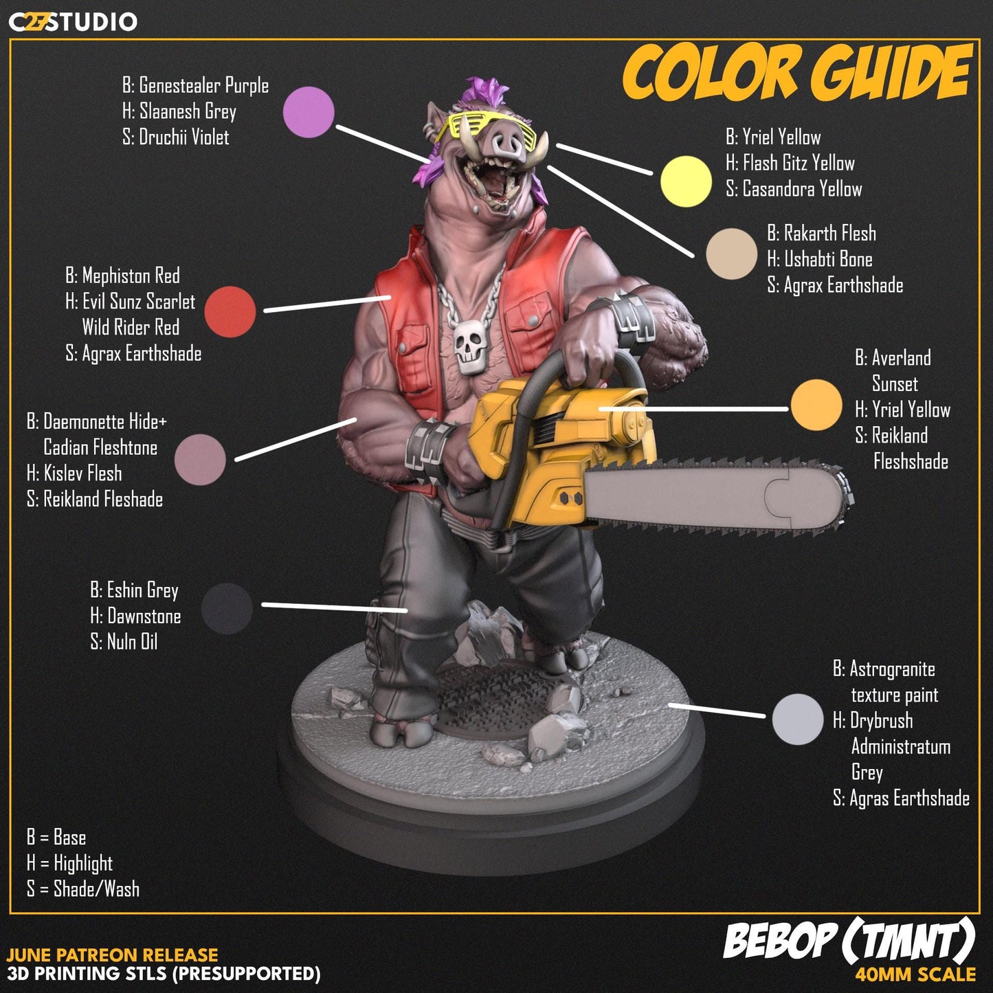 Bebop / Power Boar 40mm miniature (sculpted by C27 collectibles) (Crisis Protocol Proxy/Alternative)