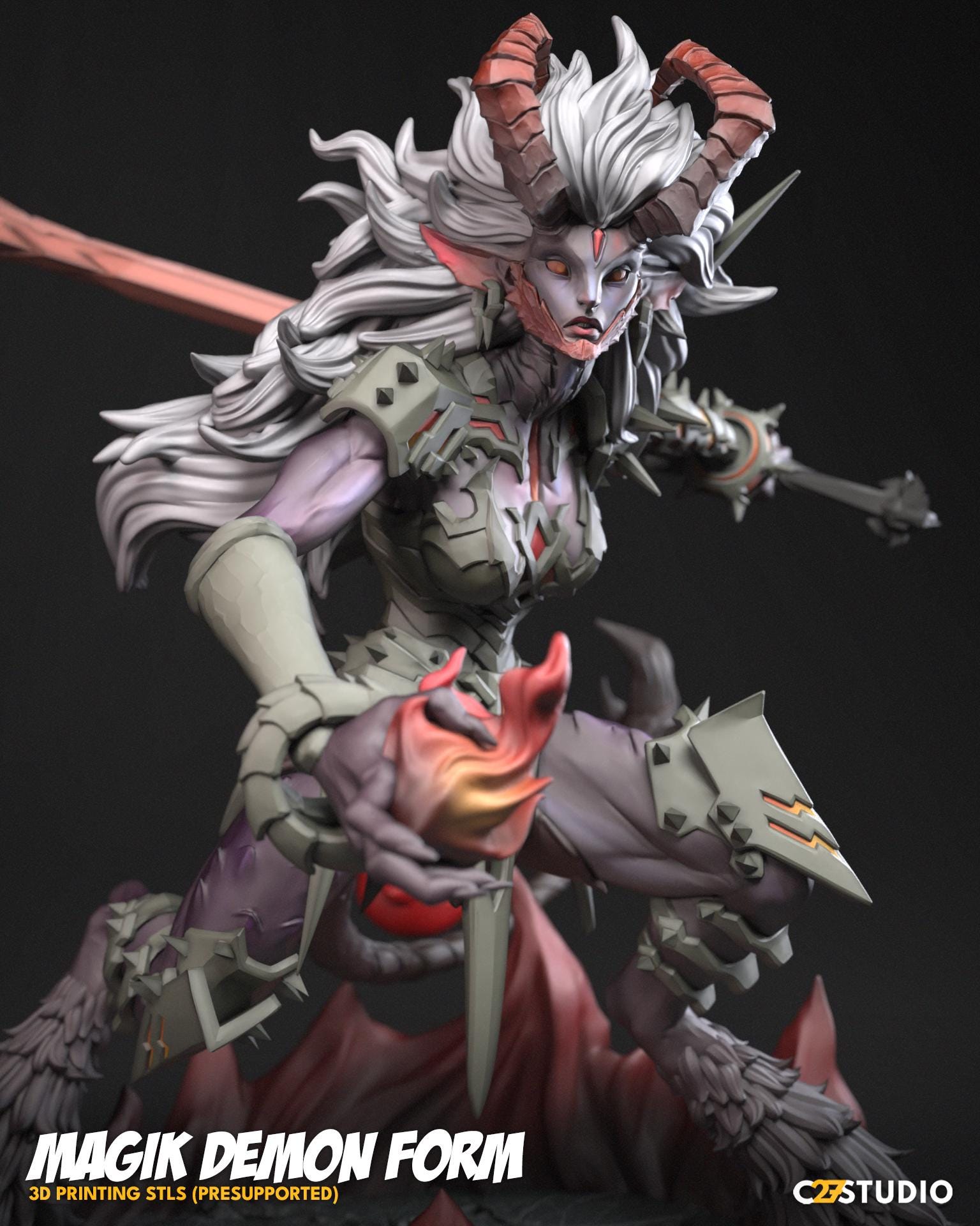 Magik (Demon) - Rivals 40mm miniature (sculpted by C27 collectibles) (Crisis Protocol Proxy/Alternative)