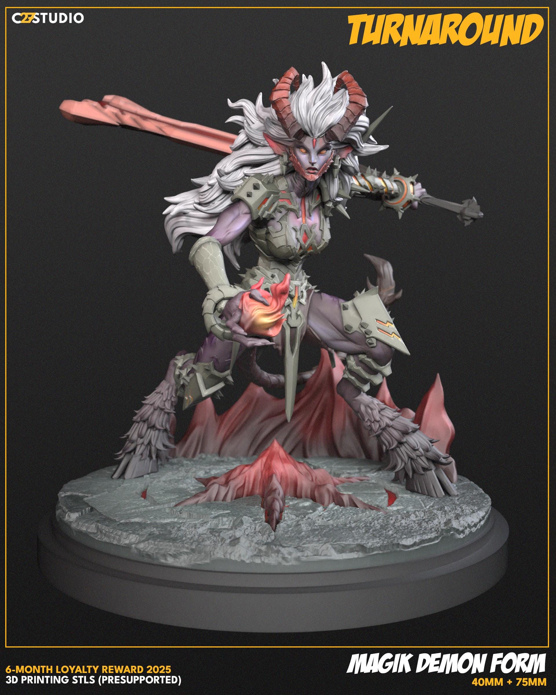 Magik (Demon) - Rivals 40mm miniature (sculpted by C27 collectibles) (Crisis Protocol Proxy/Alternative)