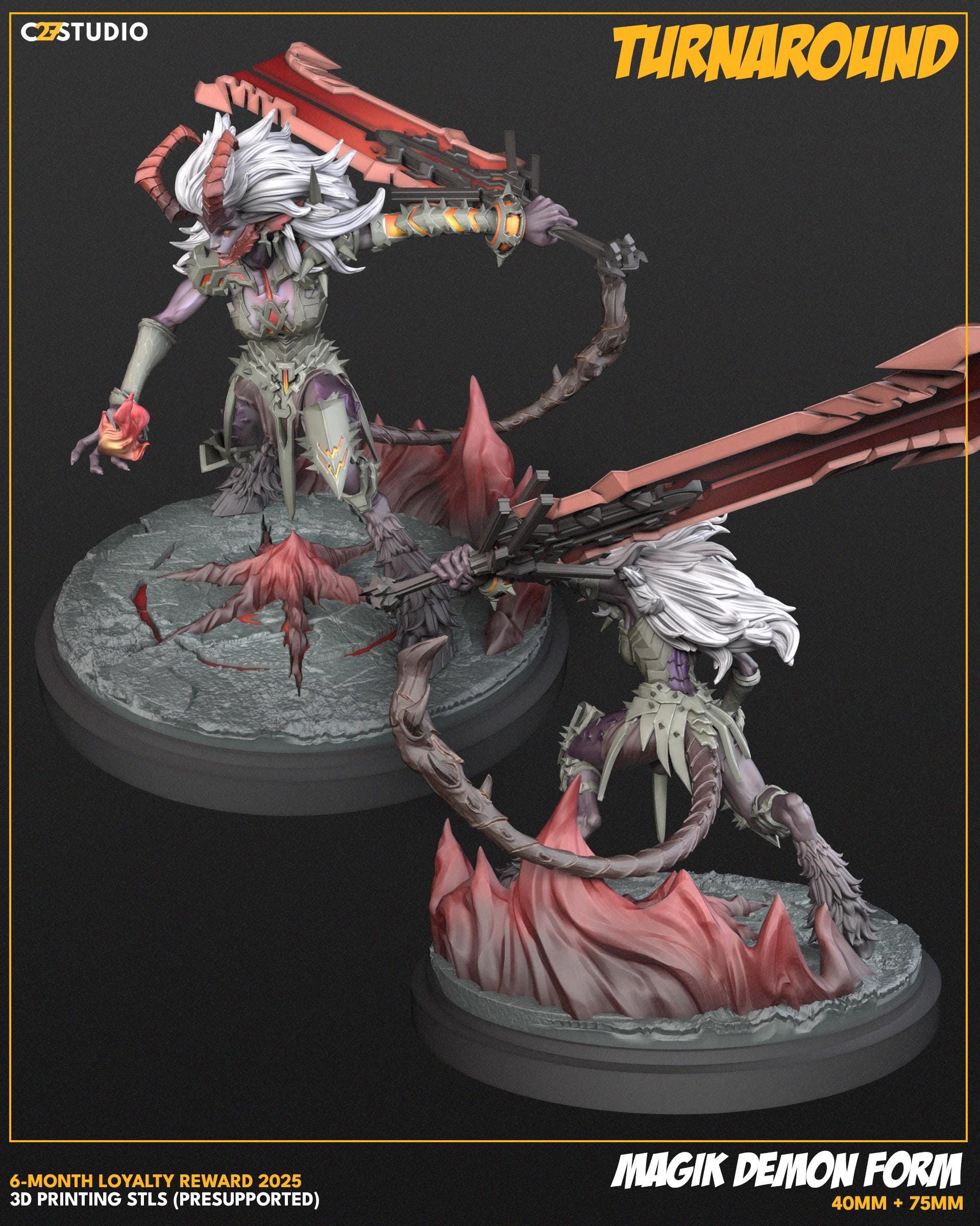 Magik (Demon) - Rivals 40mm miniature (sculpted by C27 collectibles) (Crisis Protocol Proxy/Alternative)
