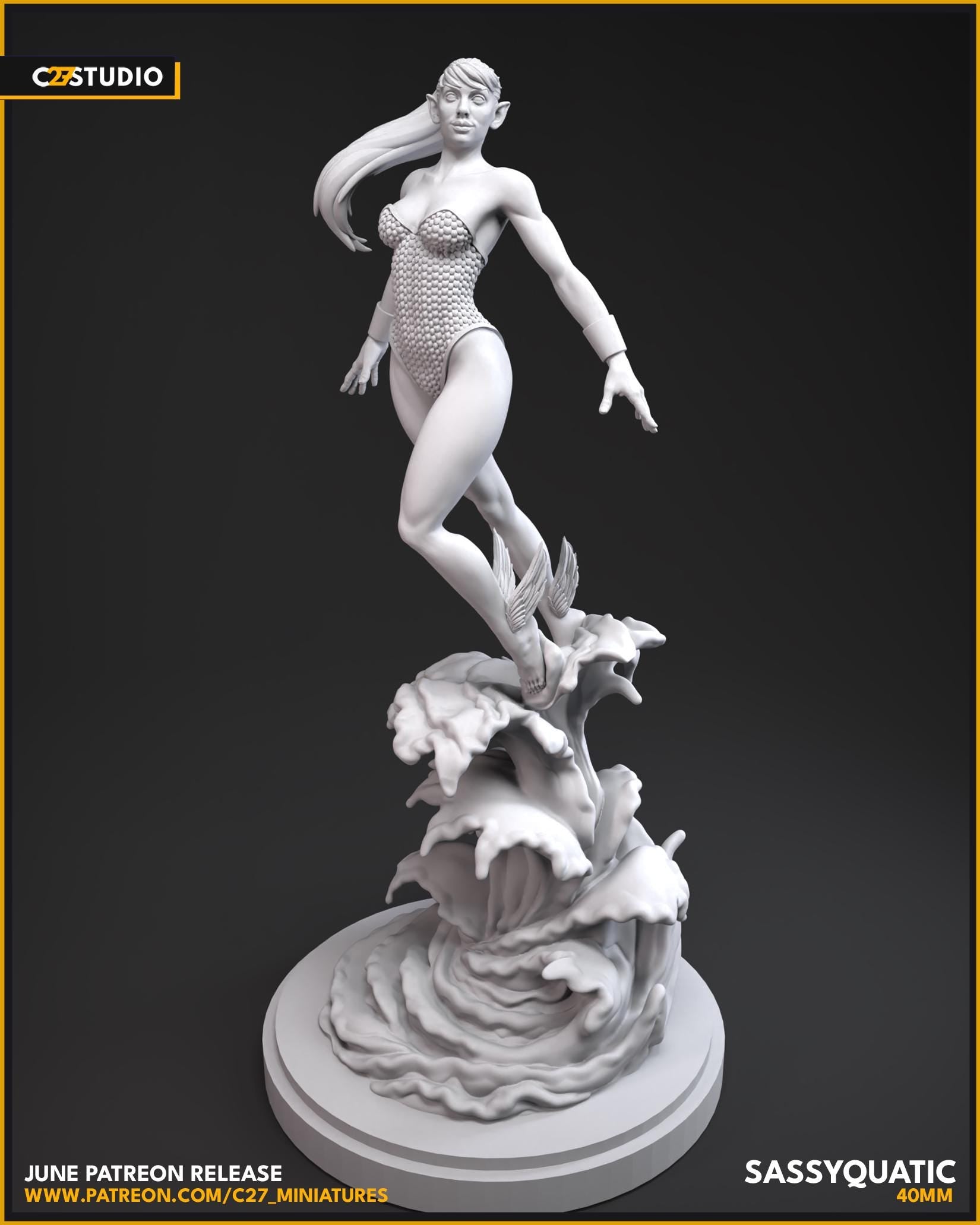 Namorita / Sassyquatic 40mm miniature (sculpted by C27 collectibles) (Crisis Protocol Proxy/Alternative)
