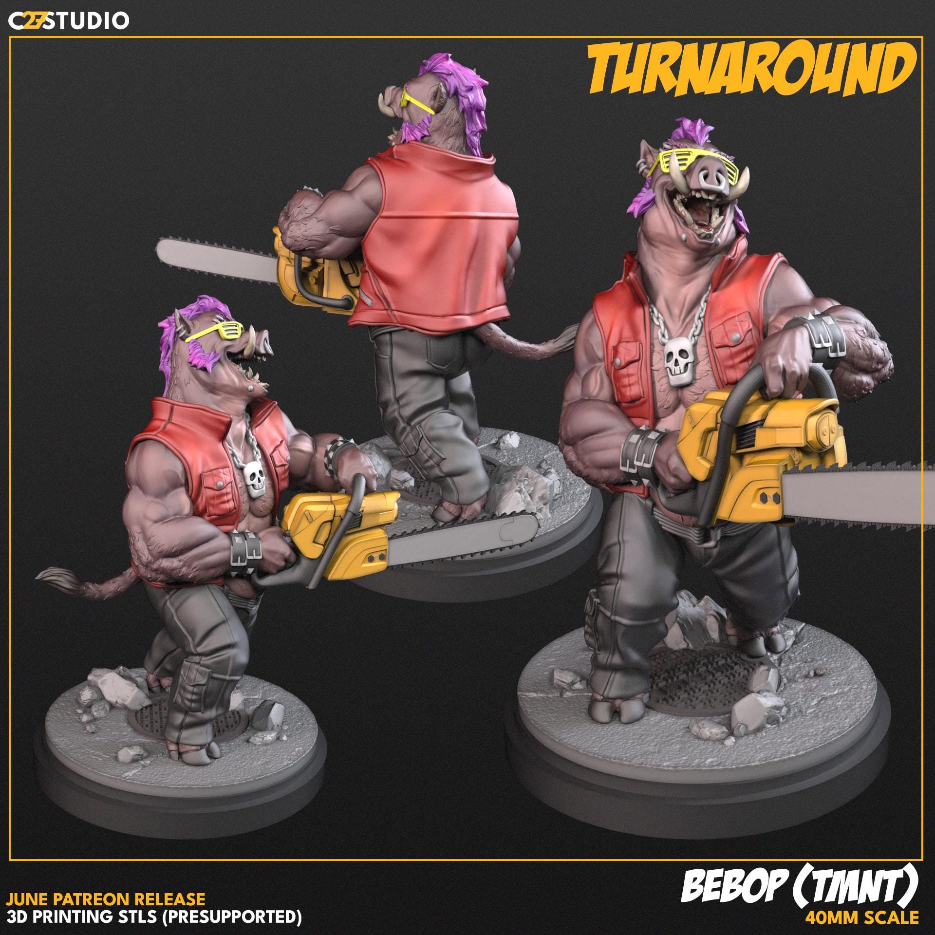 Bebop / Power Boar 40mm miniature (sculpted by C27 collectibles) (Crisis Protocol Proxy/Alternative)