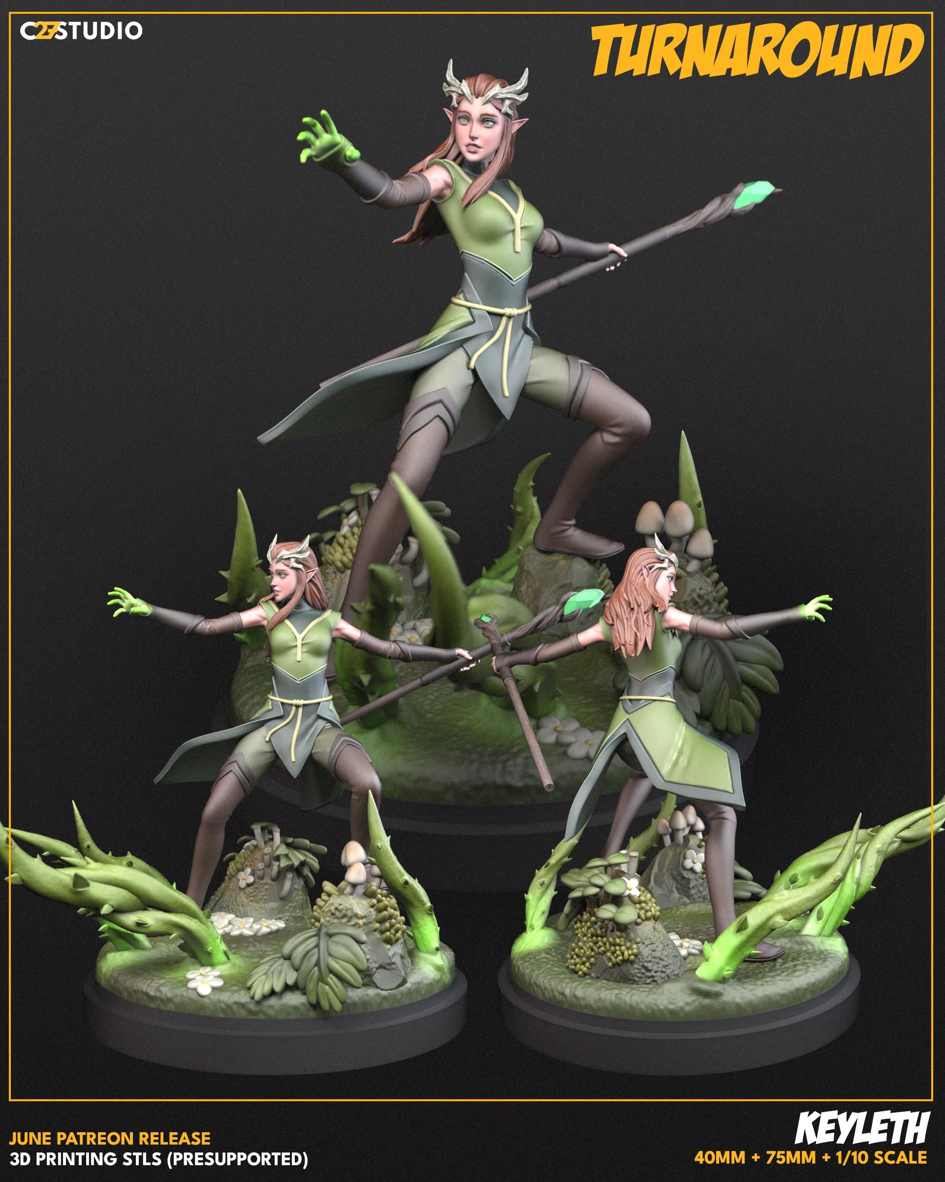 Keyleth / Nature's Wrath 40mm - 75mm - 1/10th miniature (sculpted by C27 collectibles) (Crisis Protocol Proxy/Alternative)