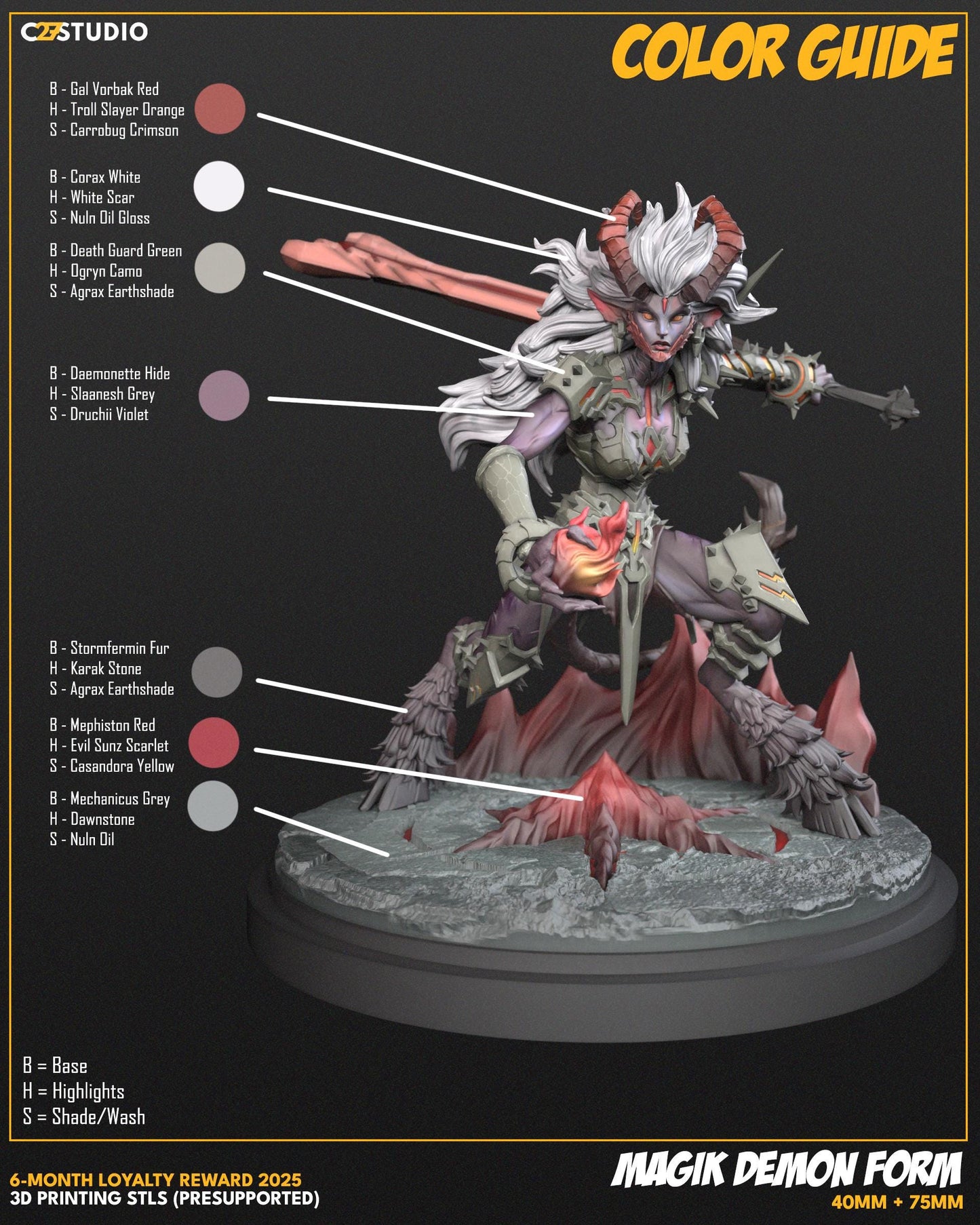 Magik (Demon) - Rivals 40mm miniature (sculpted by C27 collectibles) (Crisis Protocol Proxy/Alternative)
