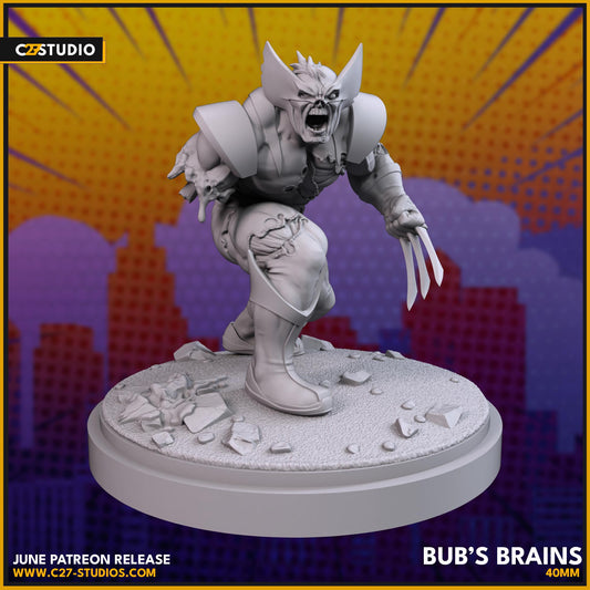 Zombie Wolverine / Bub's Brains 40mm miniature (sculpted by C27 collectibles) (Crisis Protocol Proxy/Alternative)