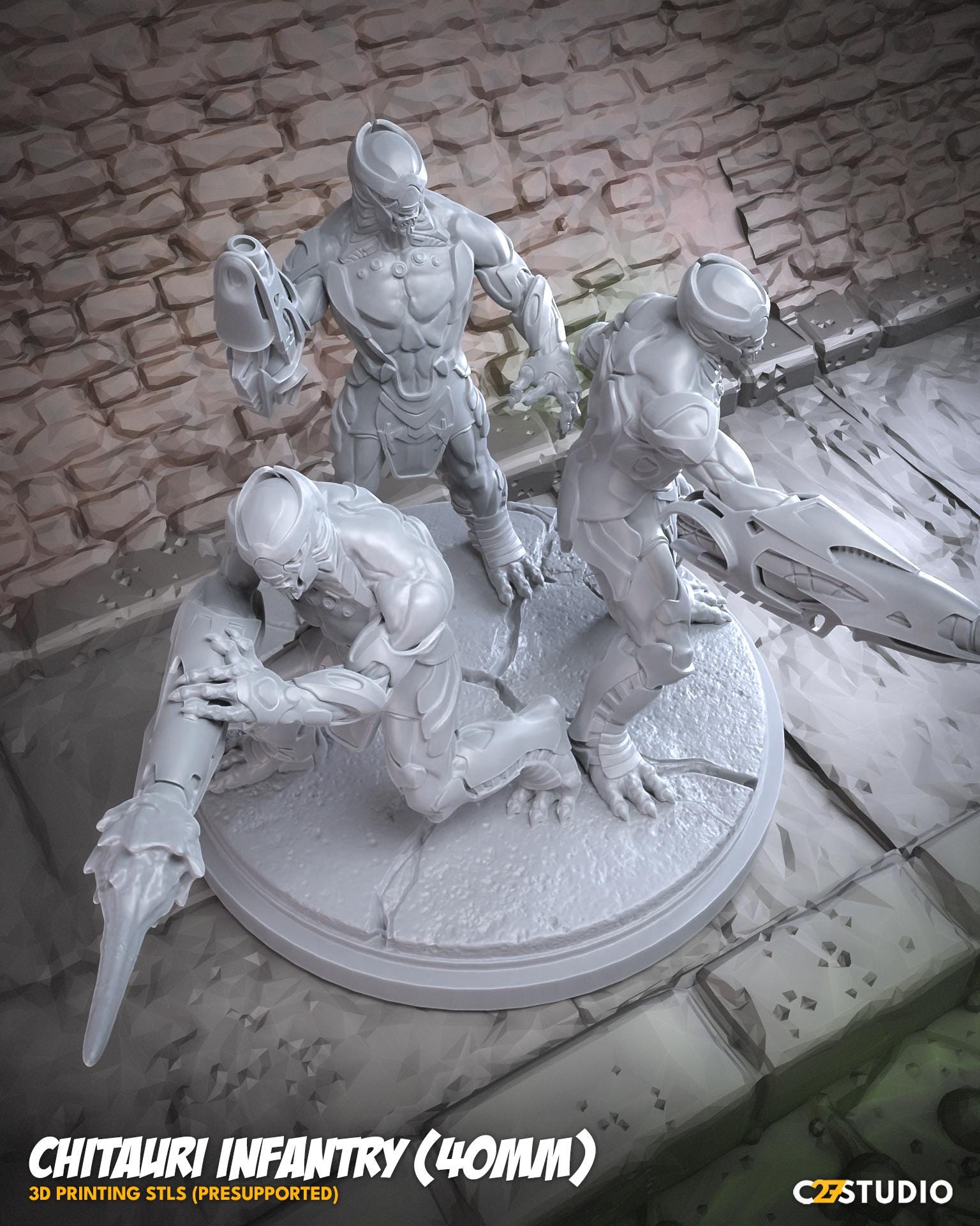 Chitauri Infantry - 40mm miniatures (sculpted by C27 collectibles) (Crisis Protocol Proxy/Alternative)