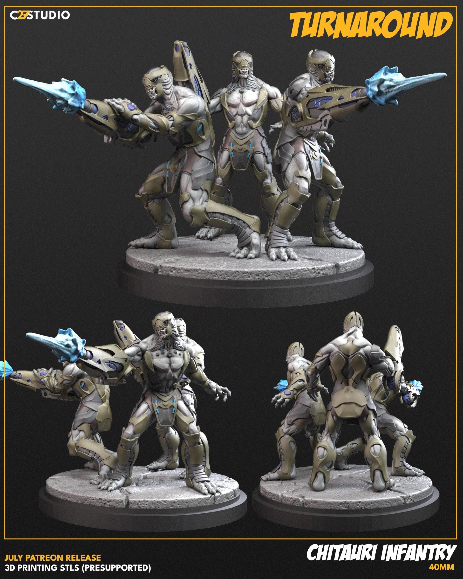 Chitauri Infantry - 40mm miniatures (sculpted by C27 collectibles) (Crisis Protocol Proxy/Alternative)