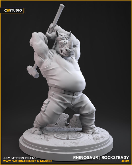 Rocksteady / Rhinosaur 40mm miniature (sculpted by C27 collectibles) (Crisis Protocol Proxy/Alternative)