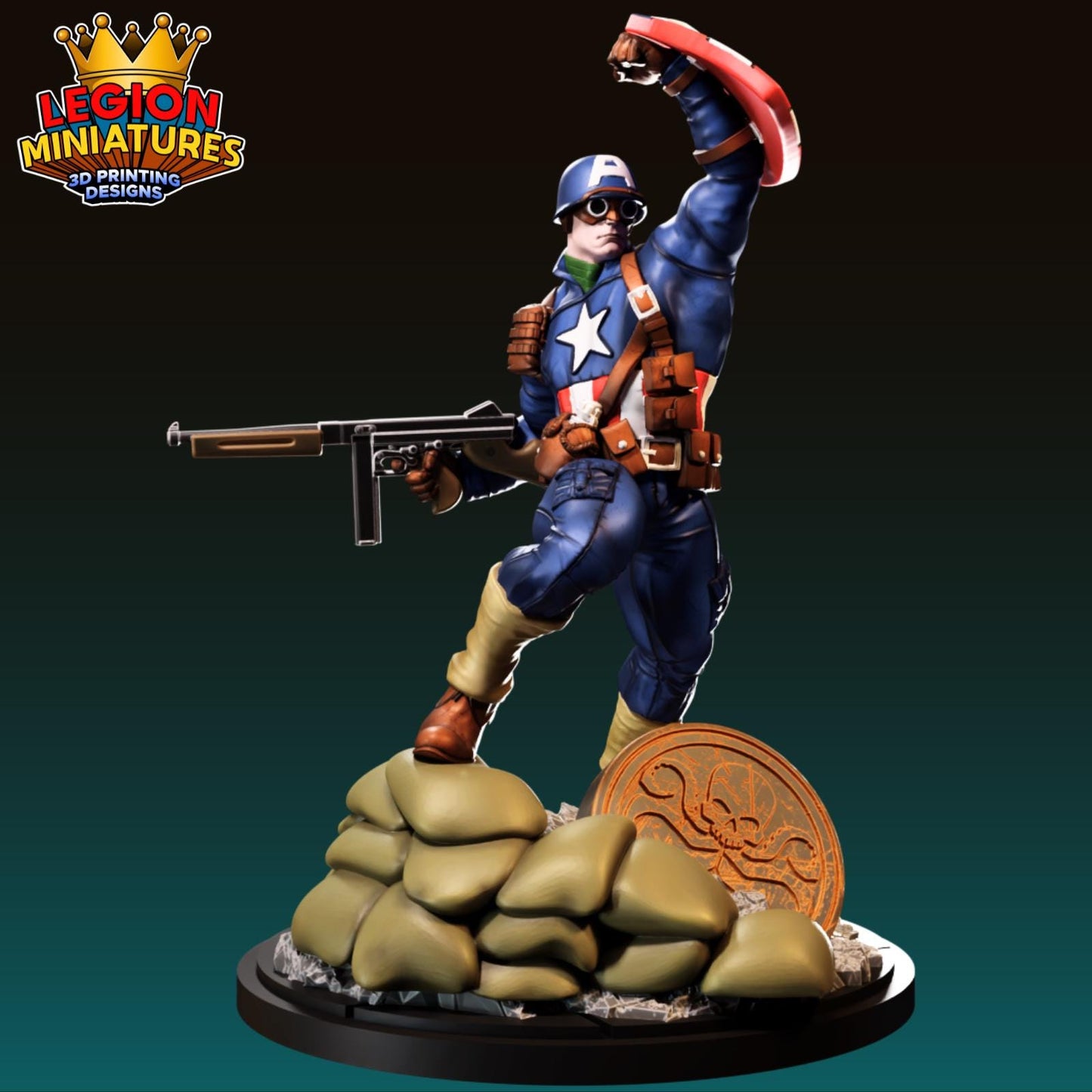 Captain America WW2 Fan-Art 40mm Miniature (Sculpted by Legion Miniatures) (Crisis Protocol Proxy/Alternative)