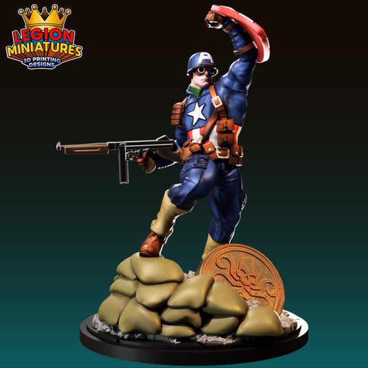Captain America WW2 Fan-Art 40mm Miniature (Sculpted by Legion Miniatures) (Crisis Protocol Proxy/Alternative)