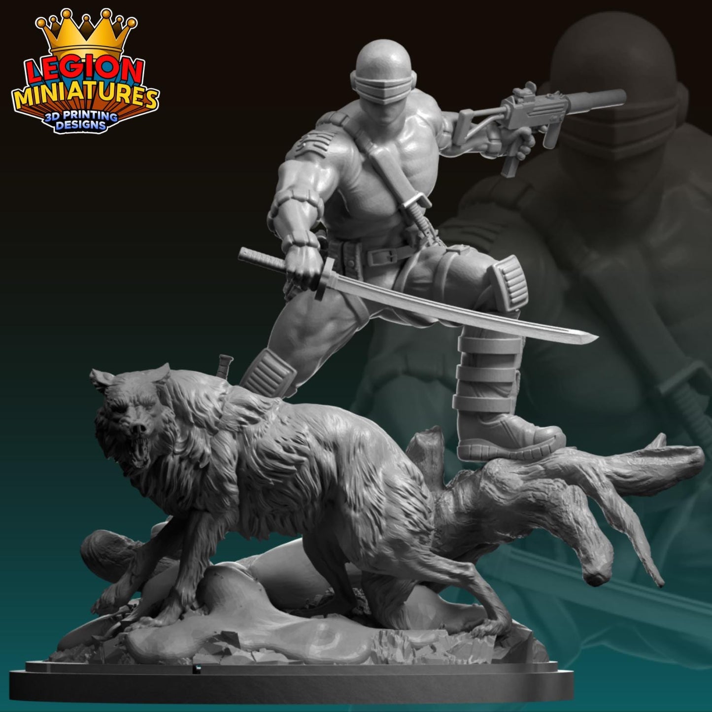 Snake Eyes Fan-Art 40mm Miniature (Sculpted by Legion Miniatures) (Crisis Protocol Proxy/Alternative)