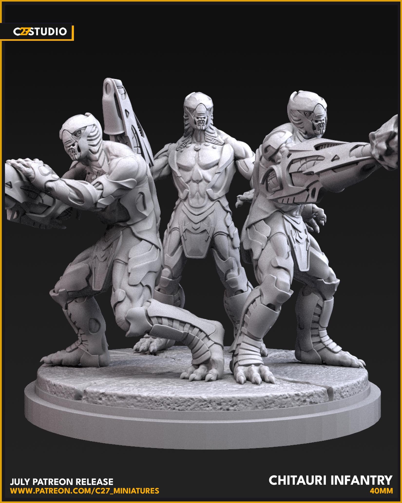 Chitauri Infantry - 40mm miniatures (sculpted by C27 collectibles) (Crisis Protocol Proxy/Alternative)