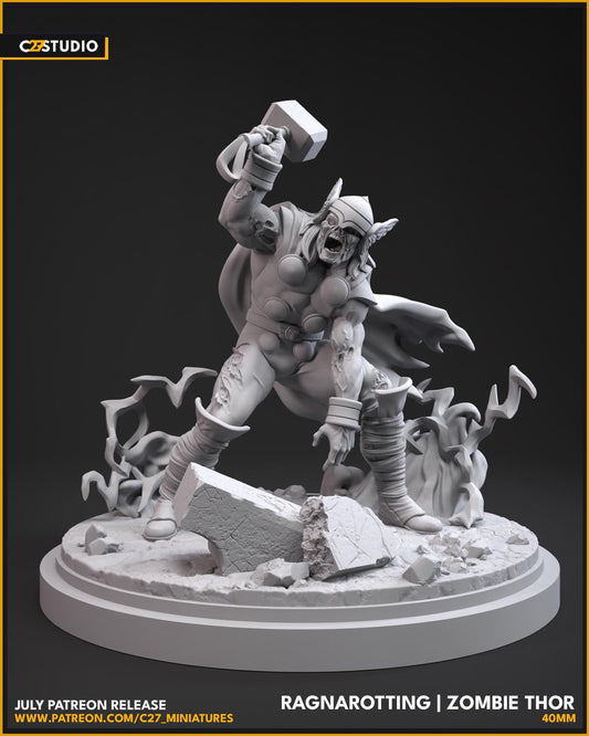 Zombie Thor / Ragnarotting 40mm miniature (sculpted by C27 collectibles) (Crisis Protocol Proxy/Alternative)