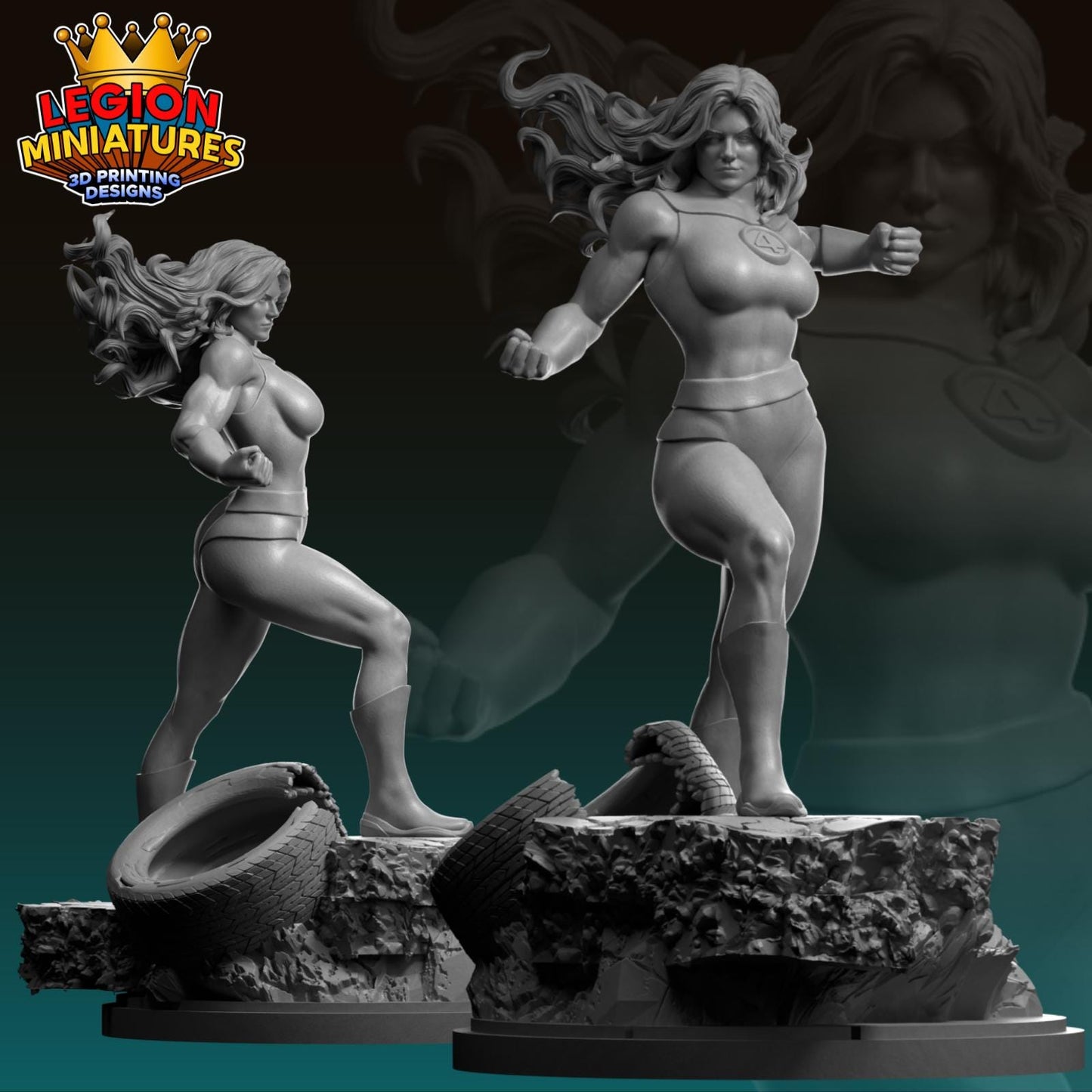 She-Hulk FF Fan-Art 40mm Miniature (Sculpted by Legion Miniatures) (Crisis Protocol Proxy/Alternative)