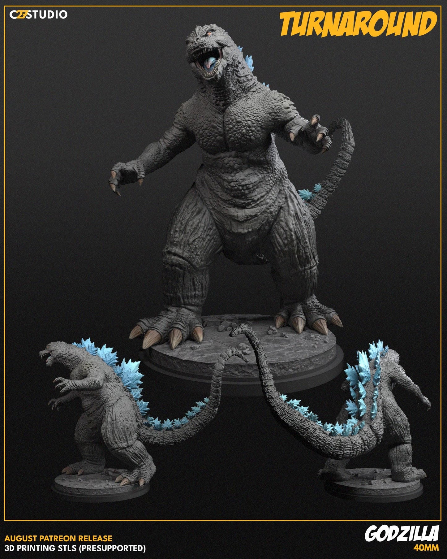Godzilla 40mm miniature (sculpted by C27 collectibles) (Crisis Protocol Proxy/Alternative)