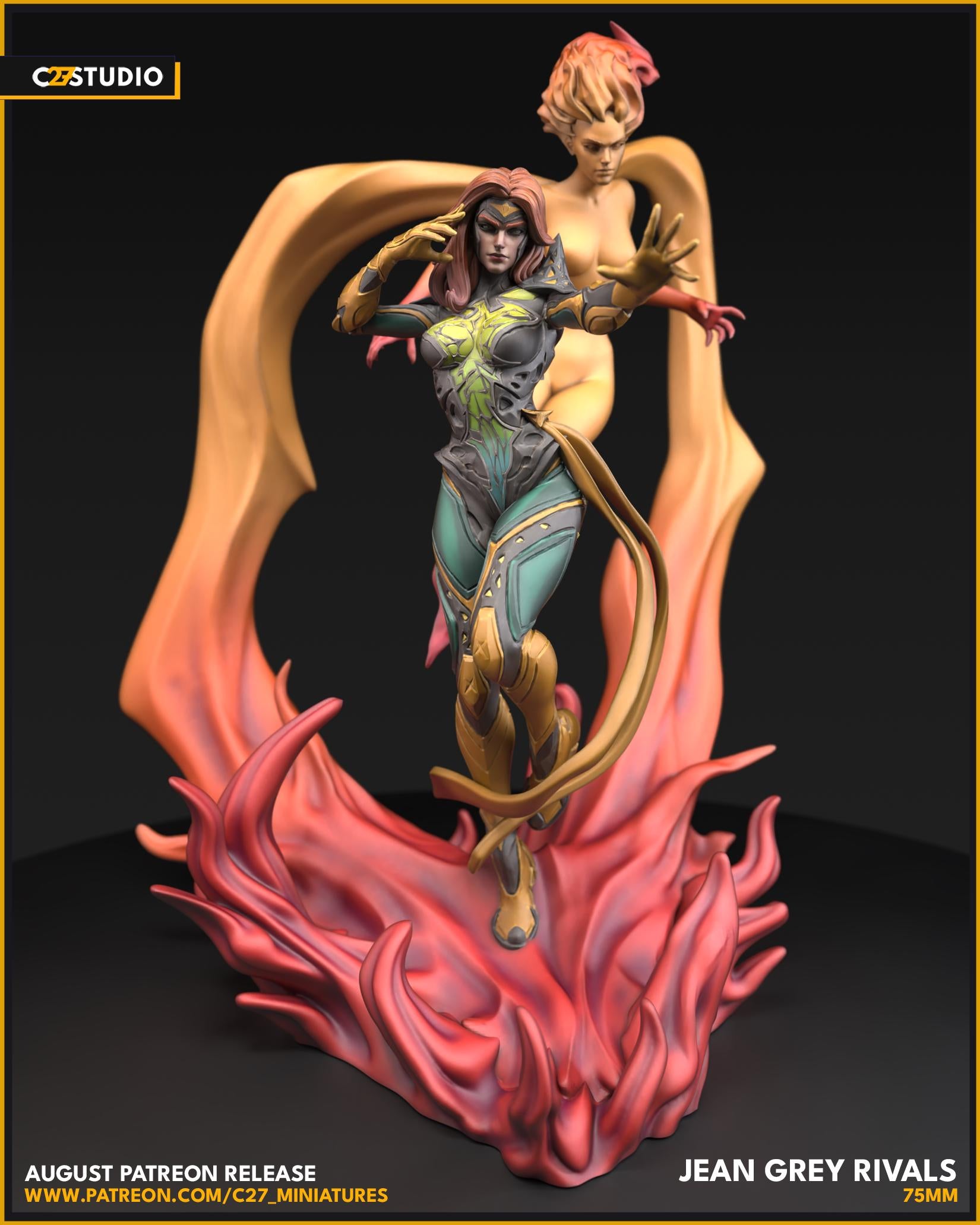 Jeany Grey - Rivals / Telekween - 40mm miniature (sculpted by C27 collectibles) (Crisis Protocol Proxy/Alternative)