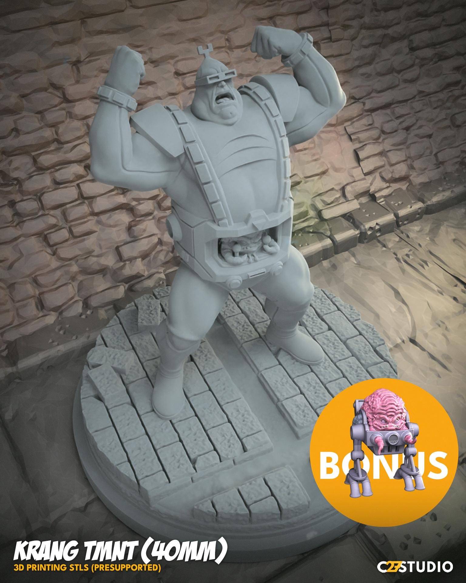 Krang / Meatball Supreme 40mm miniature (sculpted by C27 collectibles) (Crisis Protocol Proxy/Alternative)