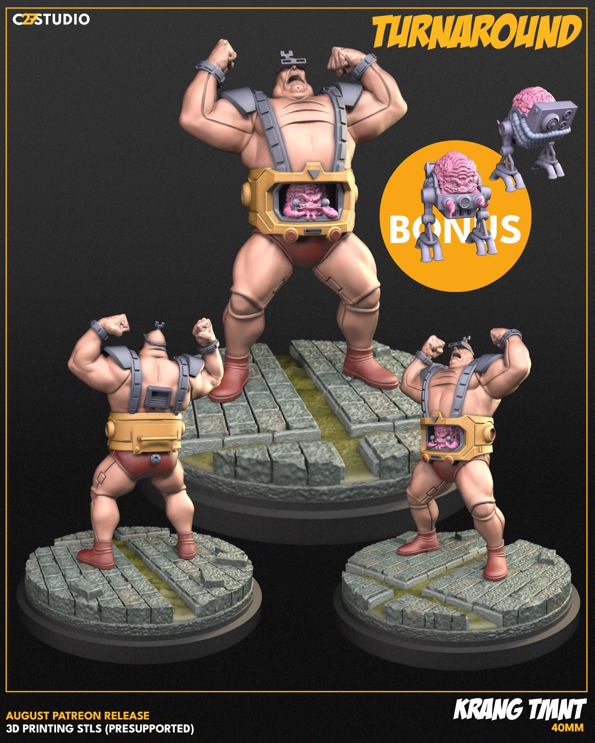Krang / Meatball Supreme 40mm miniature (sculpted by C27 collectibles) (Crisis Protocol Proxy/Alternative)