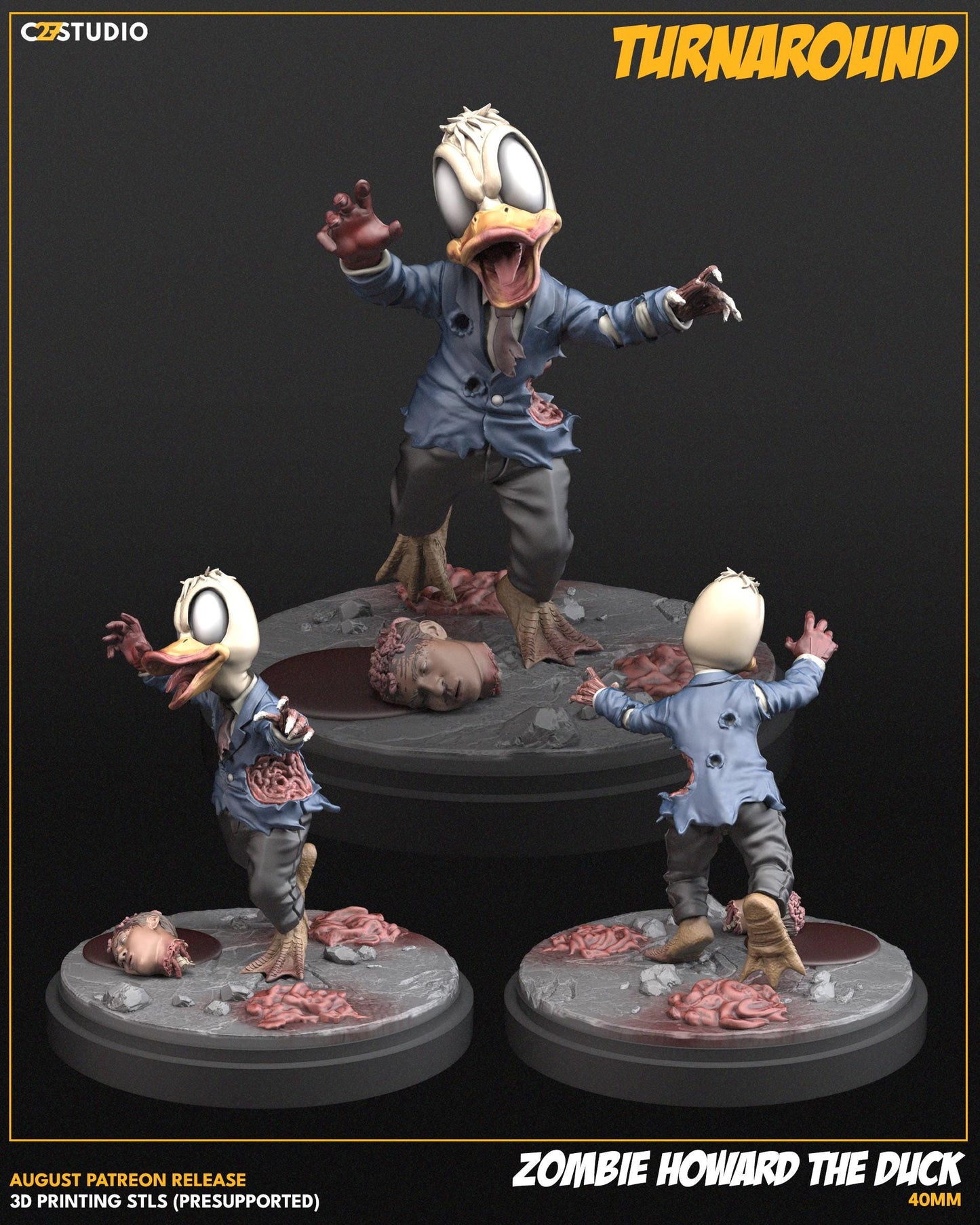 Zombie Howard the Duck 40mm miniature (sculpted by C27 collectibles) (Crisis Protocol Proxy/Alternative)