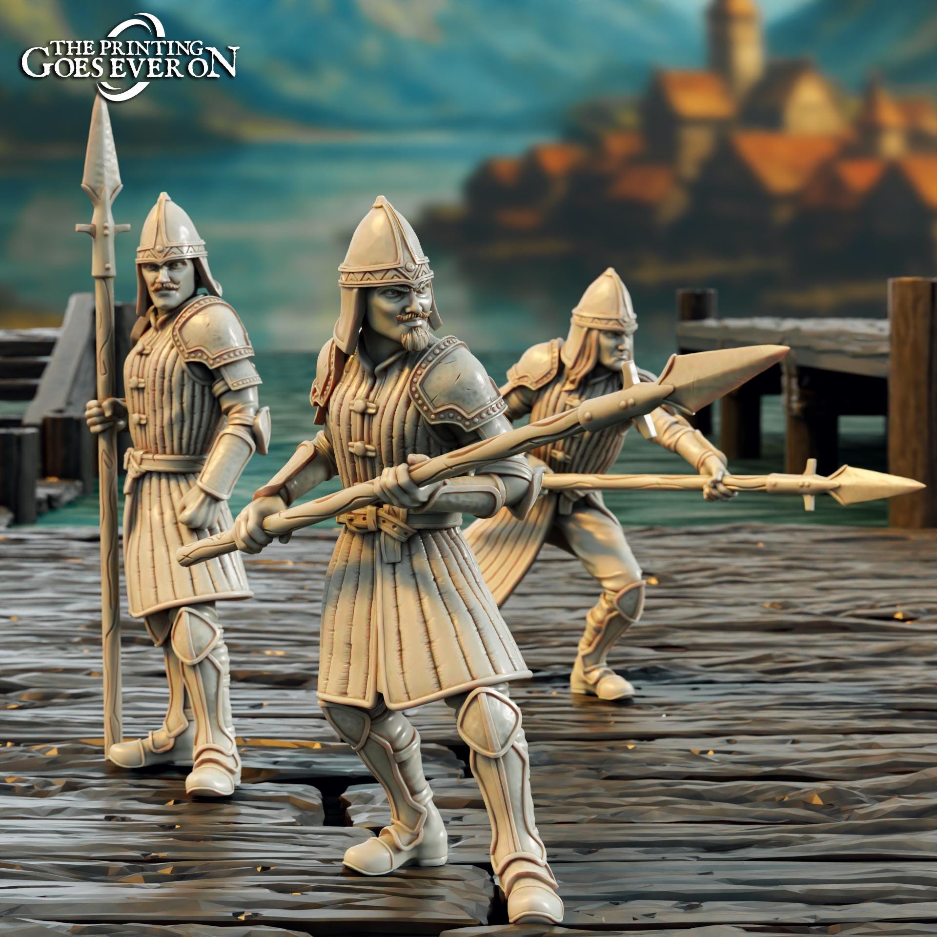 Driftport Spearmen - Driftport Town (sculpted by Print Goes Ever On)