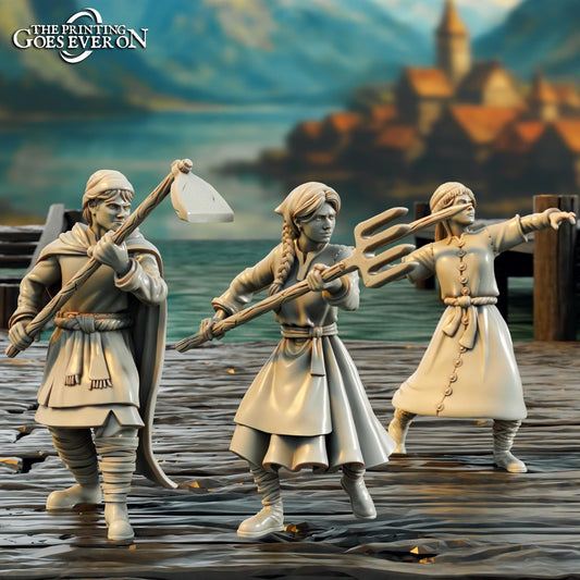 Driftport Townsfolk Militia Spearmen - Driftport Town (sculpted by Print Goes Ever On)