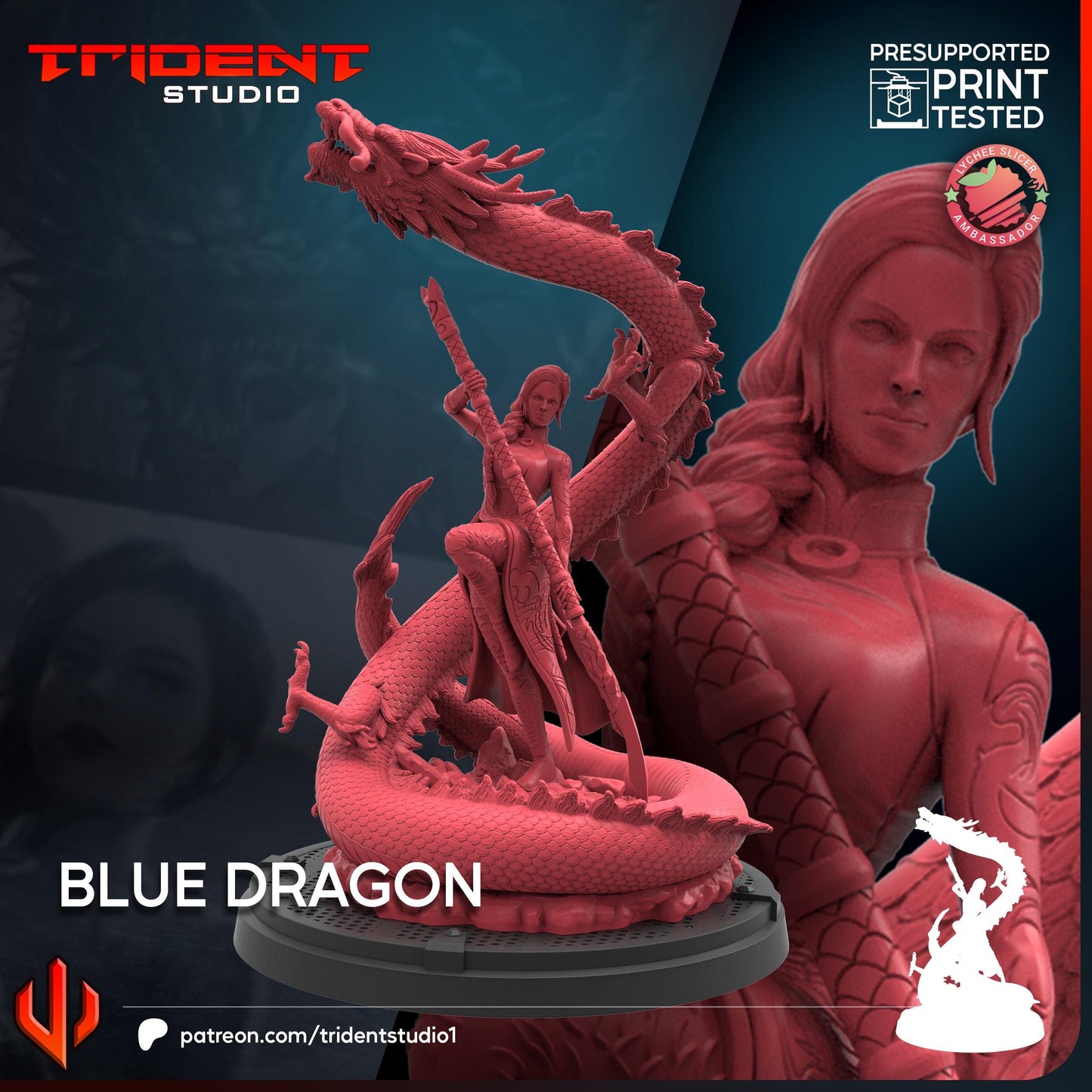 Blue Dragon (Fan art sculpted by Trident Studio) (Crisis Protocol Proxy/Alternative)