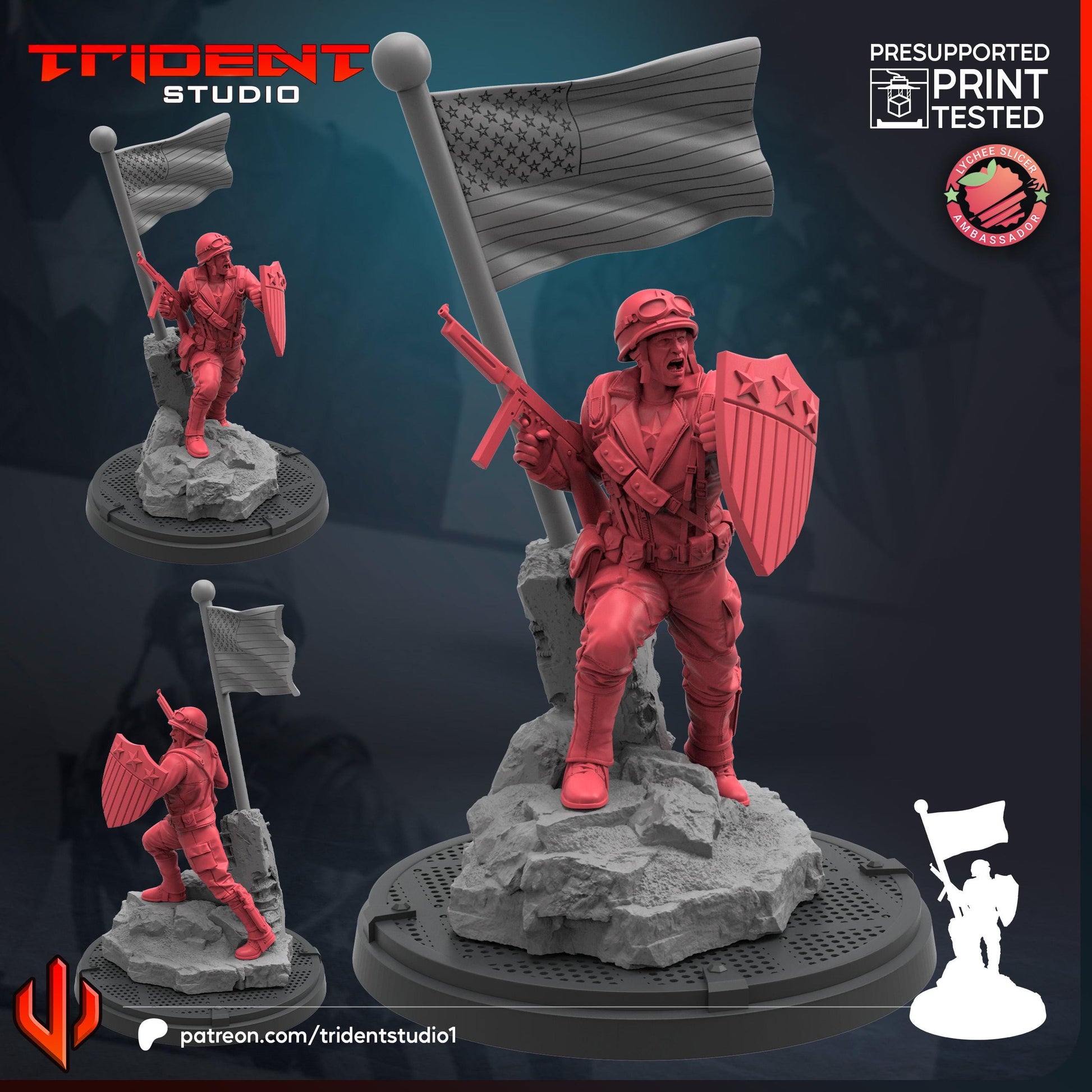 Captain America WW2 (Fan art sculpted by Trident Studio) (Crisis Protocol Proxy/Alternative)