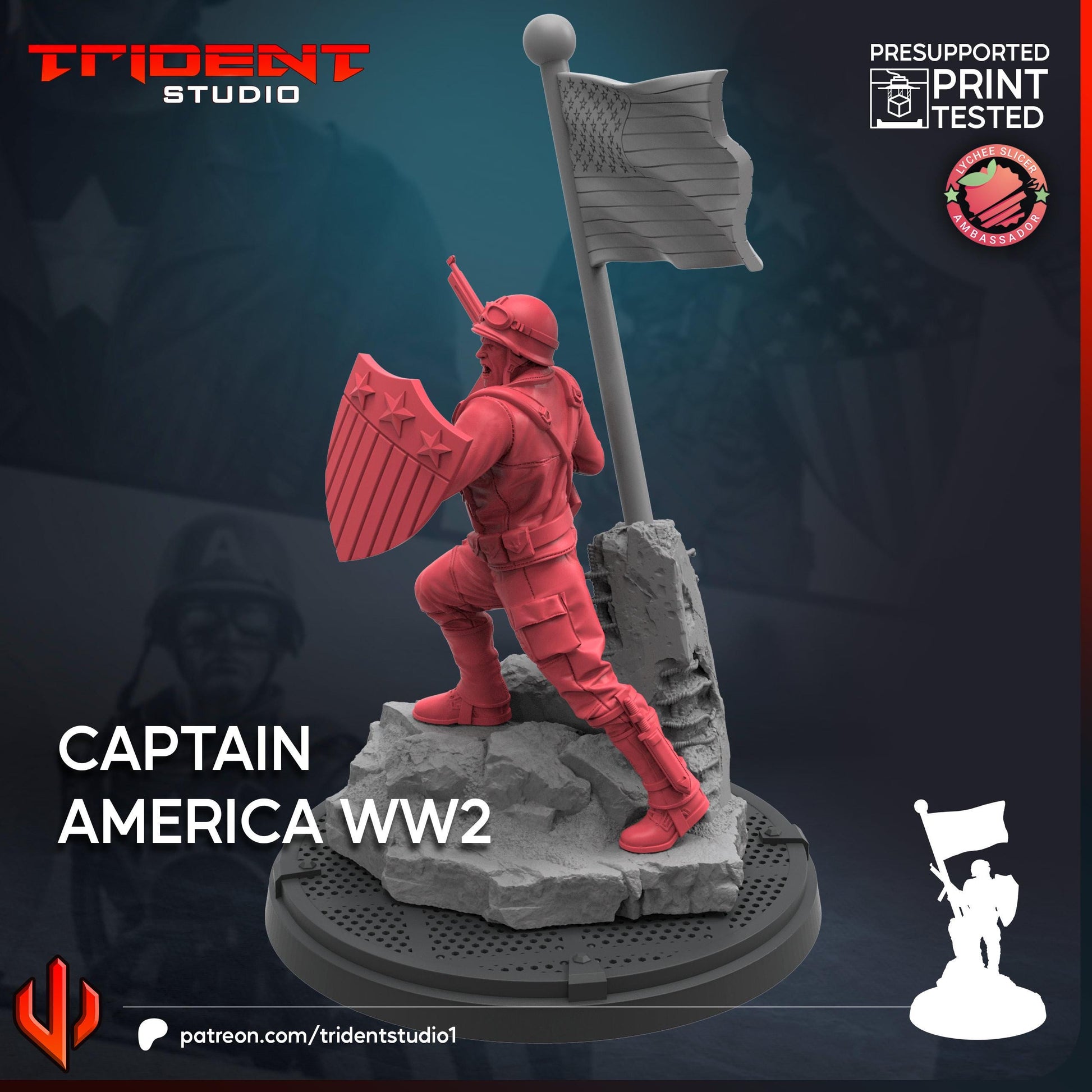 Captain America WW2 (Fan art sculpted by Trident Studio) (Crisis Protocol Proxy/Alternative)