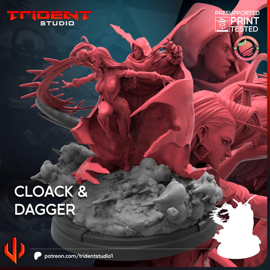 Cloak and Dagger (Fan art sculpted by Trident Studio) (Crisis Protocol Proxy/Alternative)