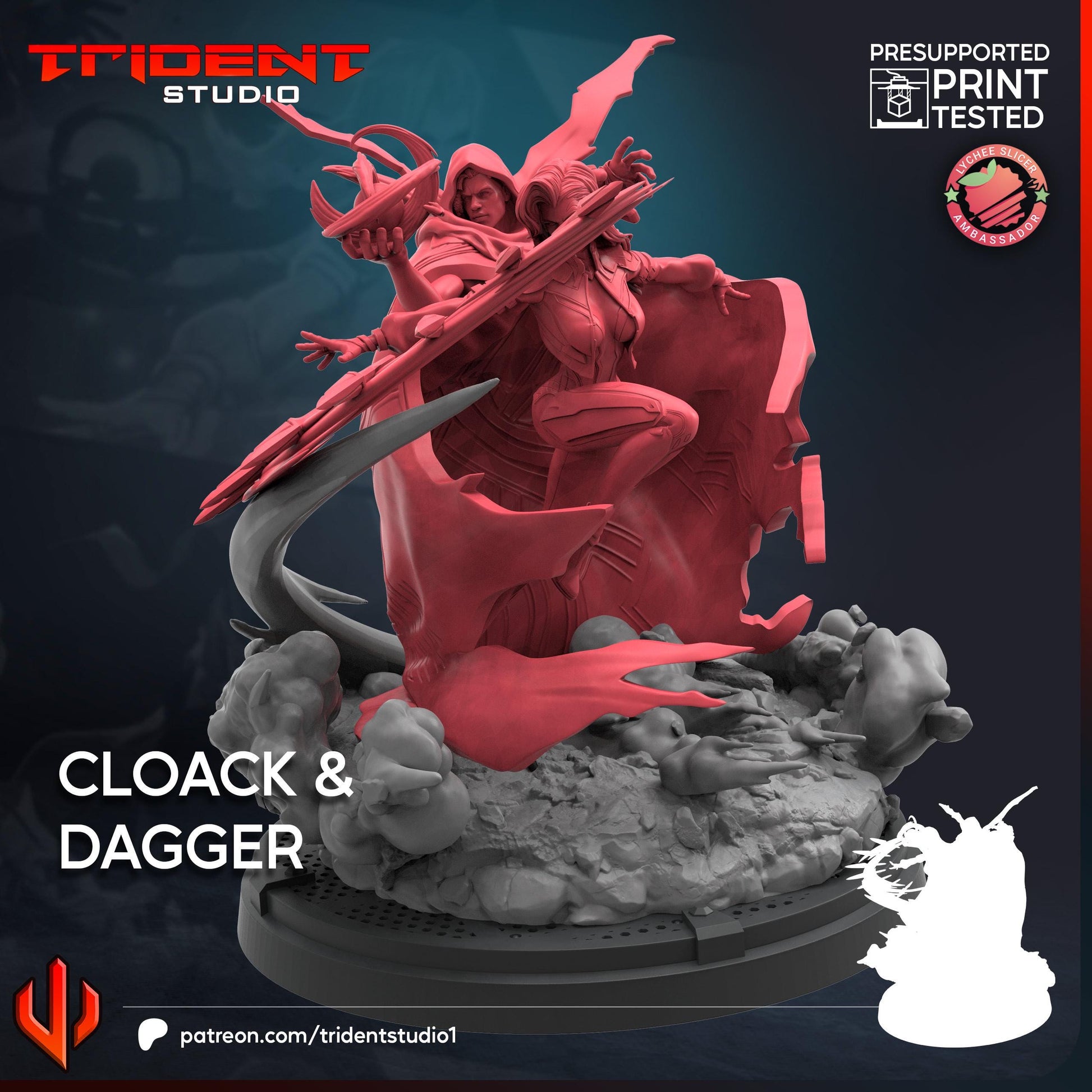 Cloak and Dagger (Fan art sculpted by Trident Studio) (Crisis Protocol Proxy/Alternative)