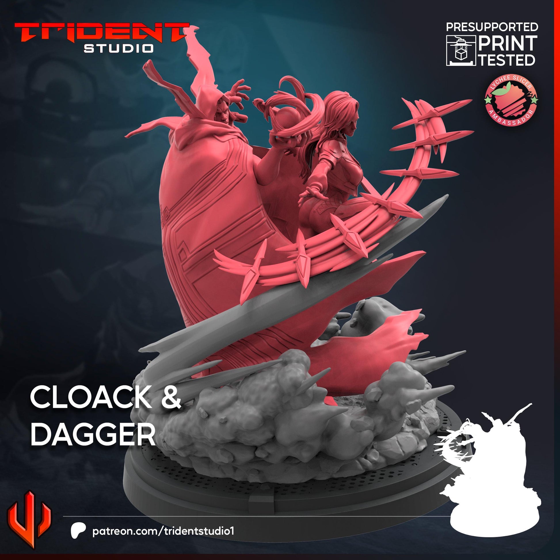 Cloak and Dagger (Fan art sculpted by Trident Studio) (Crisis Protocol Proxy/Alternative)