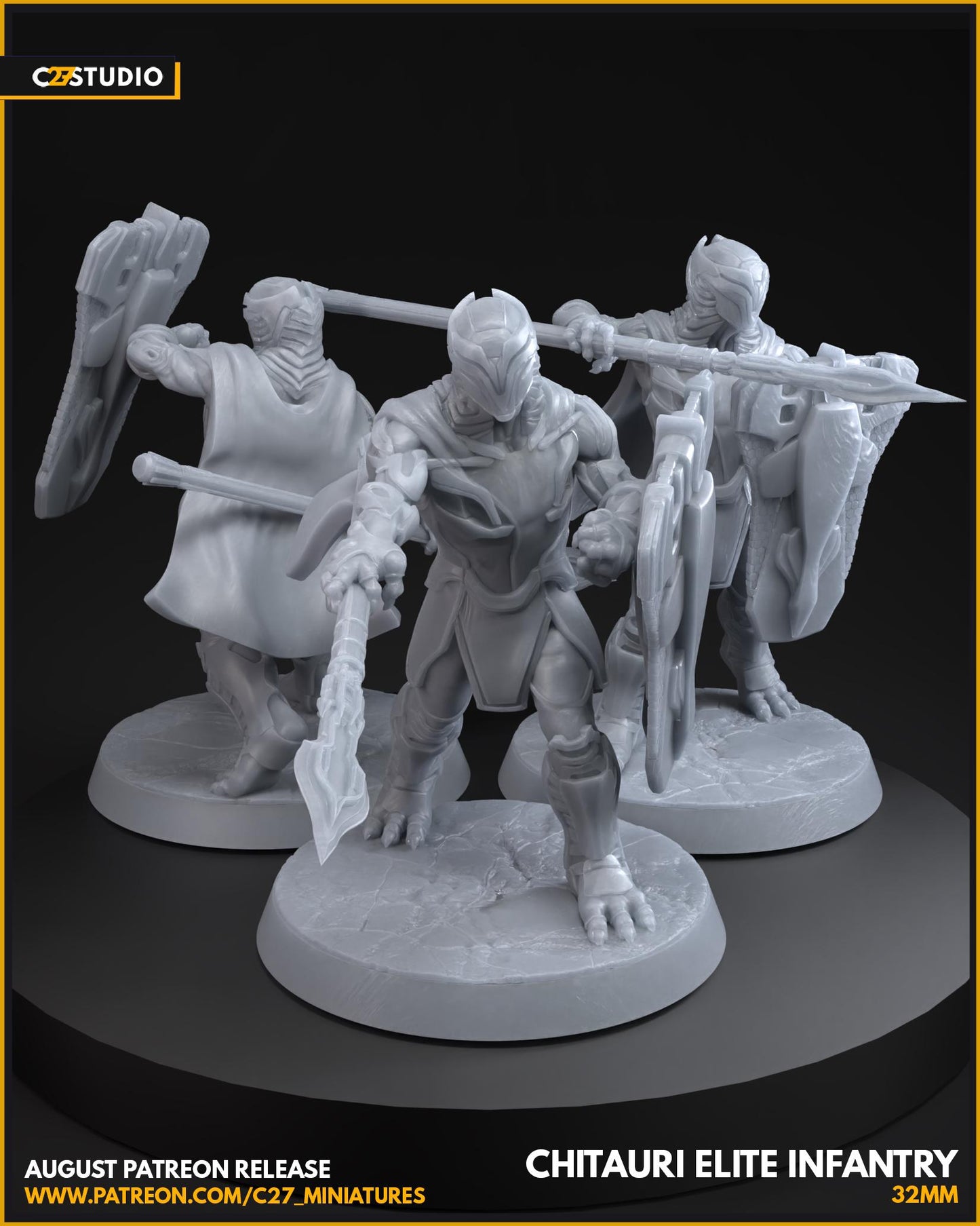 Chitauri Elite - Set of 3 - 32mm miniature (sculpted by C27 collectibles) (Crisis Protocol Proxy/Alternative)
