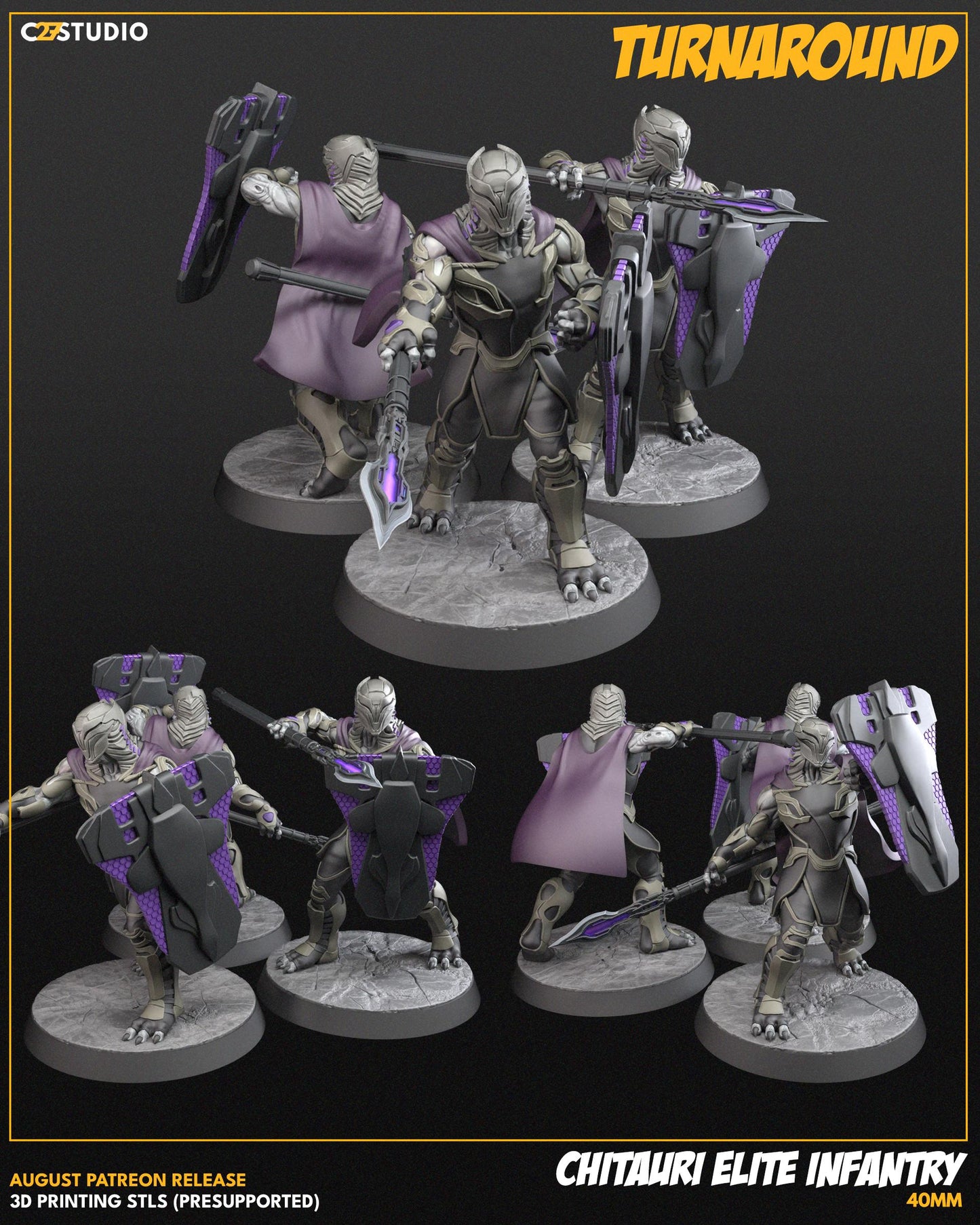 Chitauri Elite - Set of 3 - 32mm miniature (sculpted by C27 collectibles) (Crisis Protocol Proxy/Alternative)