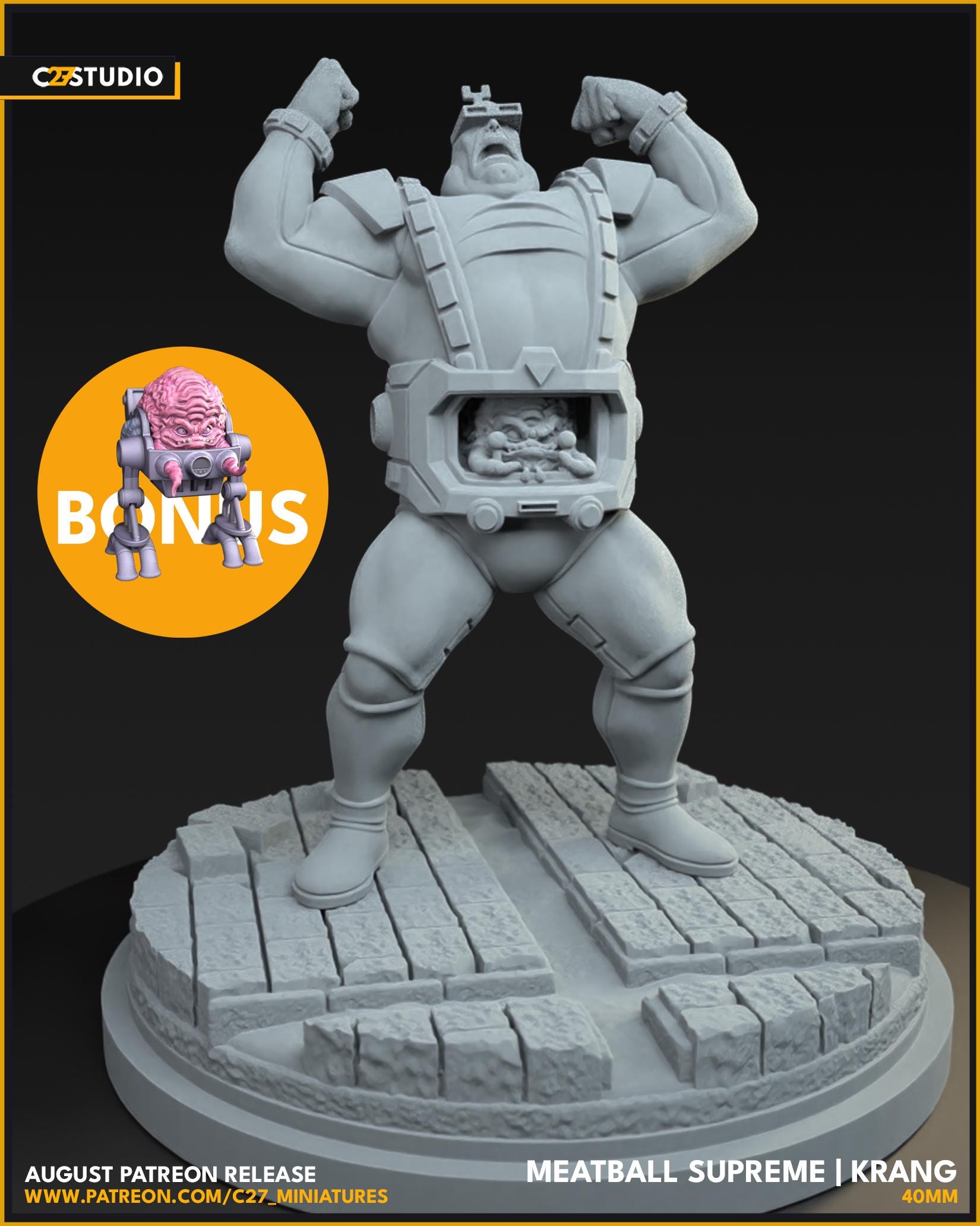Krang / Meatball Supreme 40mm miniature (sculpted by C27 collectibles) (Crisis Protocol Proxy/Alternative)
