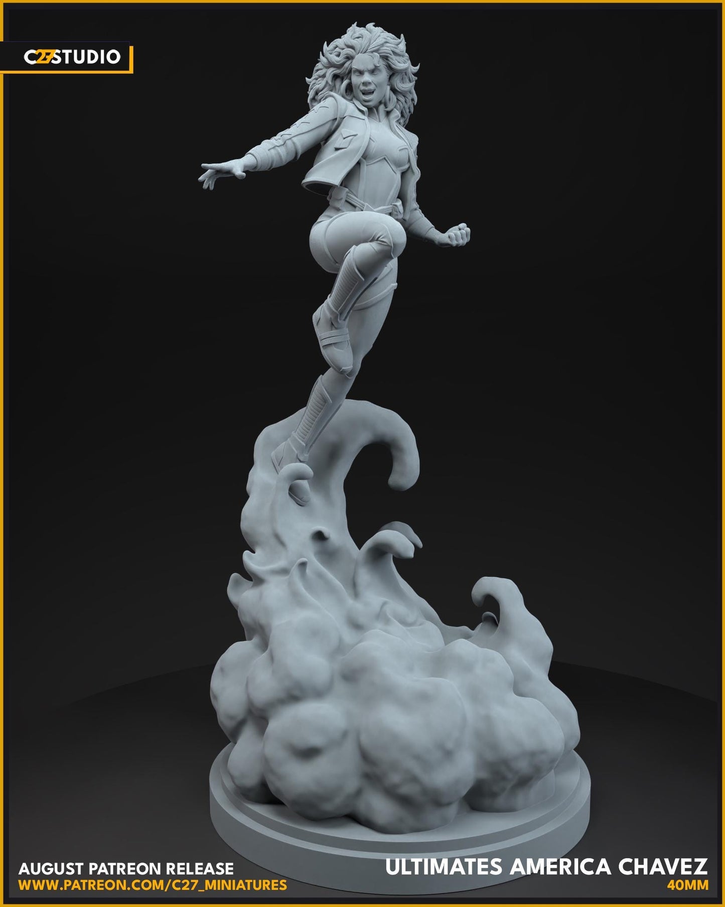 Ultimates America Chavez 40mm miniature (sculpted by C27 collectibles) (Crisis Protocol Proxy/Alternative)