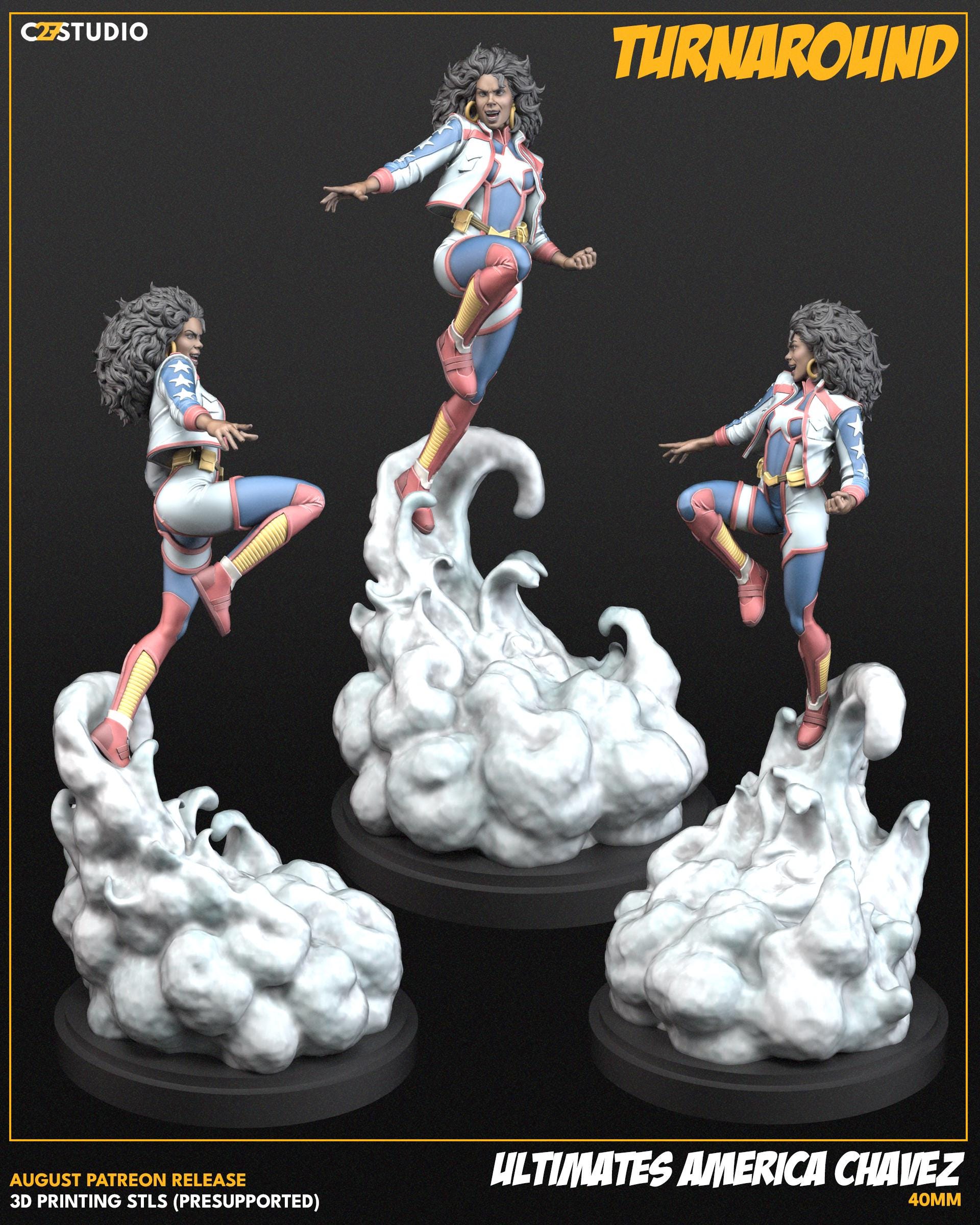 Ultimates America Chavez 40mm miniature (sculpted by C27 collectibles) (Crisis Protocol Proxy/Alternative)