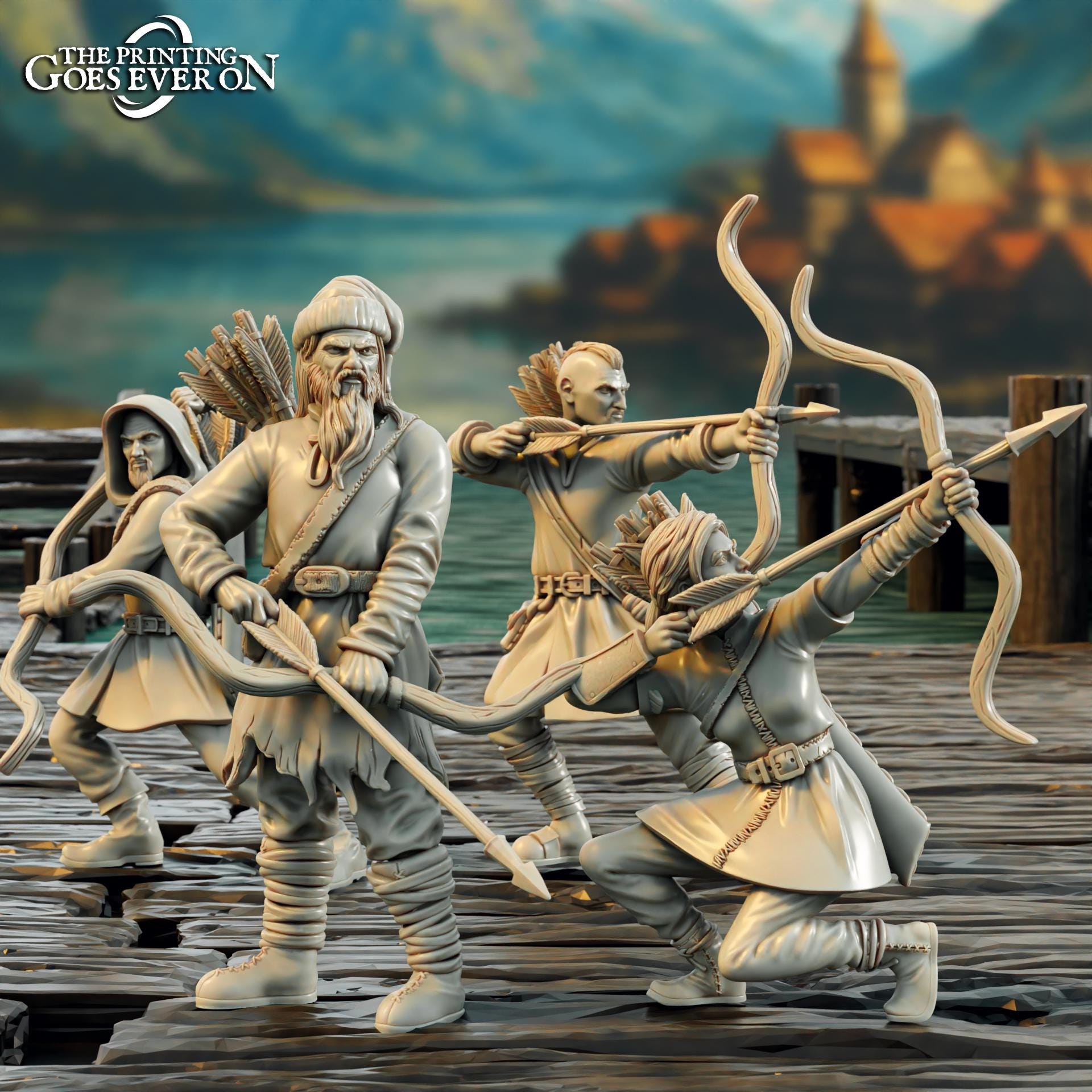 Driftport Townsfolk Militia Archers - Driftport Town (sculpted by Print Goes Ever On)