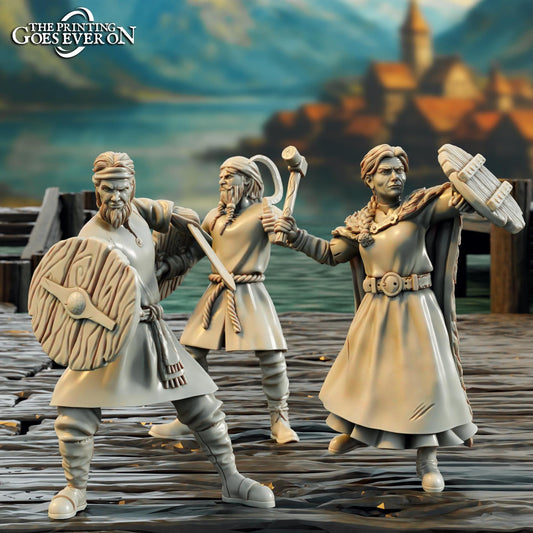 Driftport Townsfolk Militia Fighters - Driftport Town (sculpted by Print Goes Ever On)